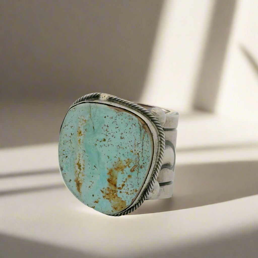 Tillie Jon Royston Turquoise Navajo USA Native American Made 925 Sterling Silver Ring