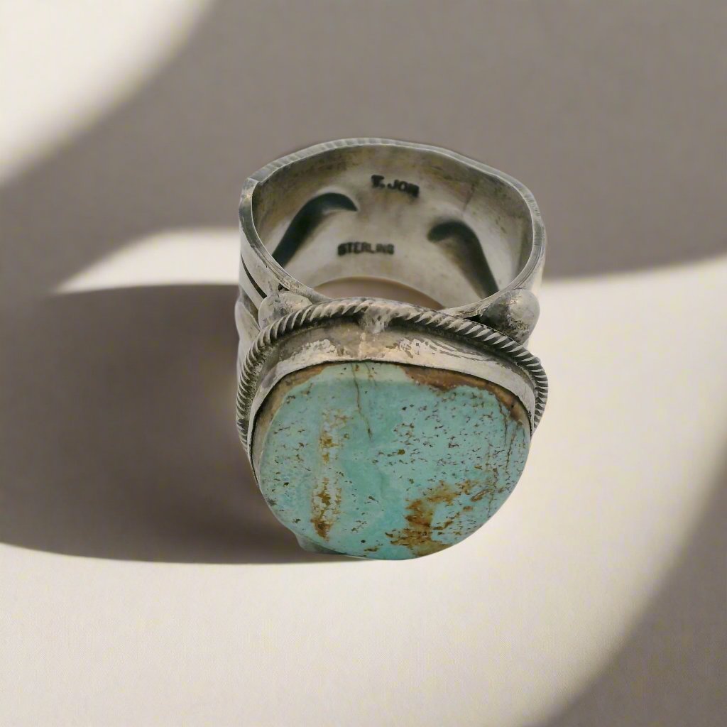 Tillie Jon Royston Turquoise Navajo USA Native American Made 925 Sterling Silver Ring