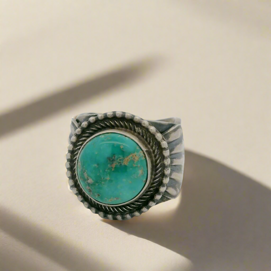 Tillie Jon Royston Turquoise Navajo USA Native American Made 925 Sterling Silver Ring