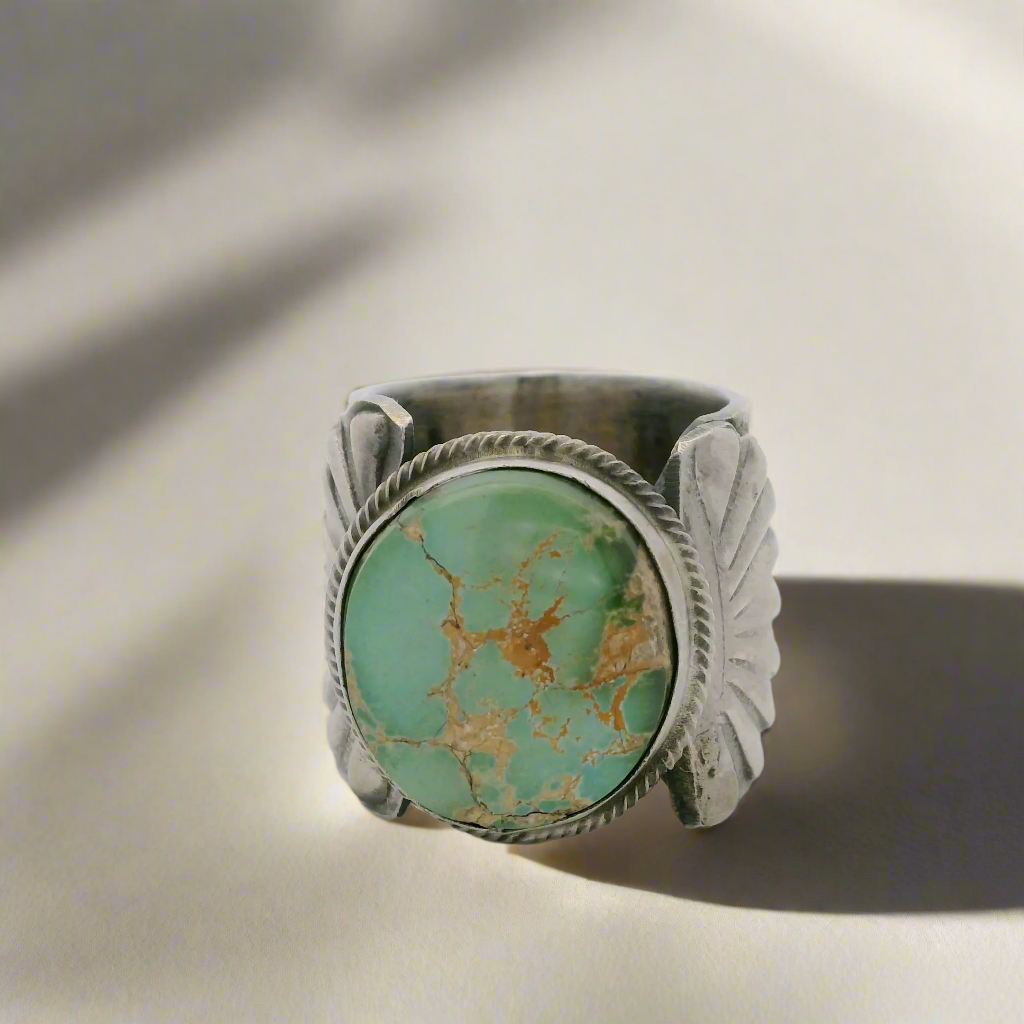 Tillie Jon Royston Turquoise Navajo USA Native American Made 925 Sterling Silver Ring