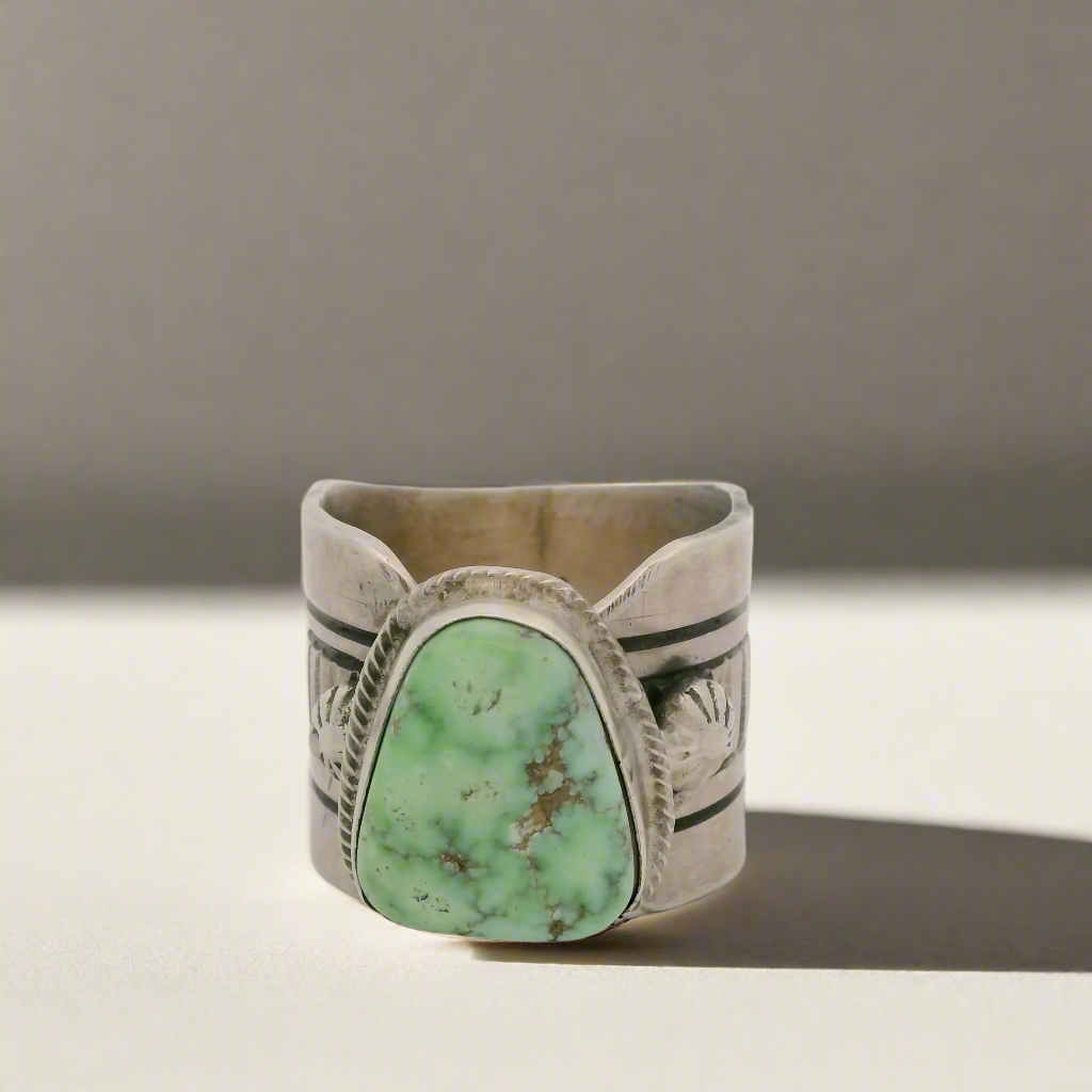 Tillie Jon Royston Turquoise Navajo USA Native American Made 925 Sterling Silver Ring