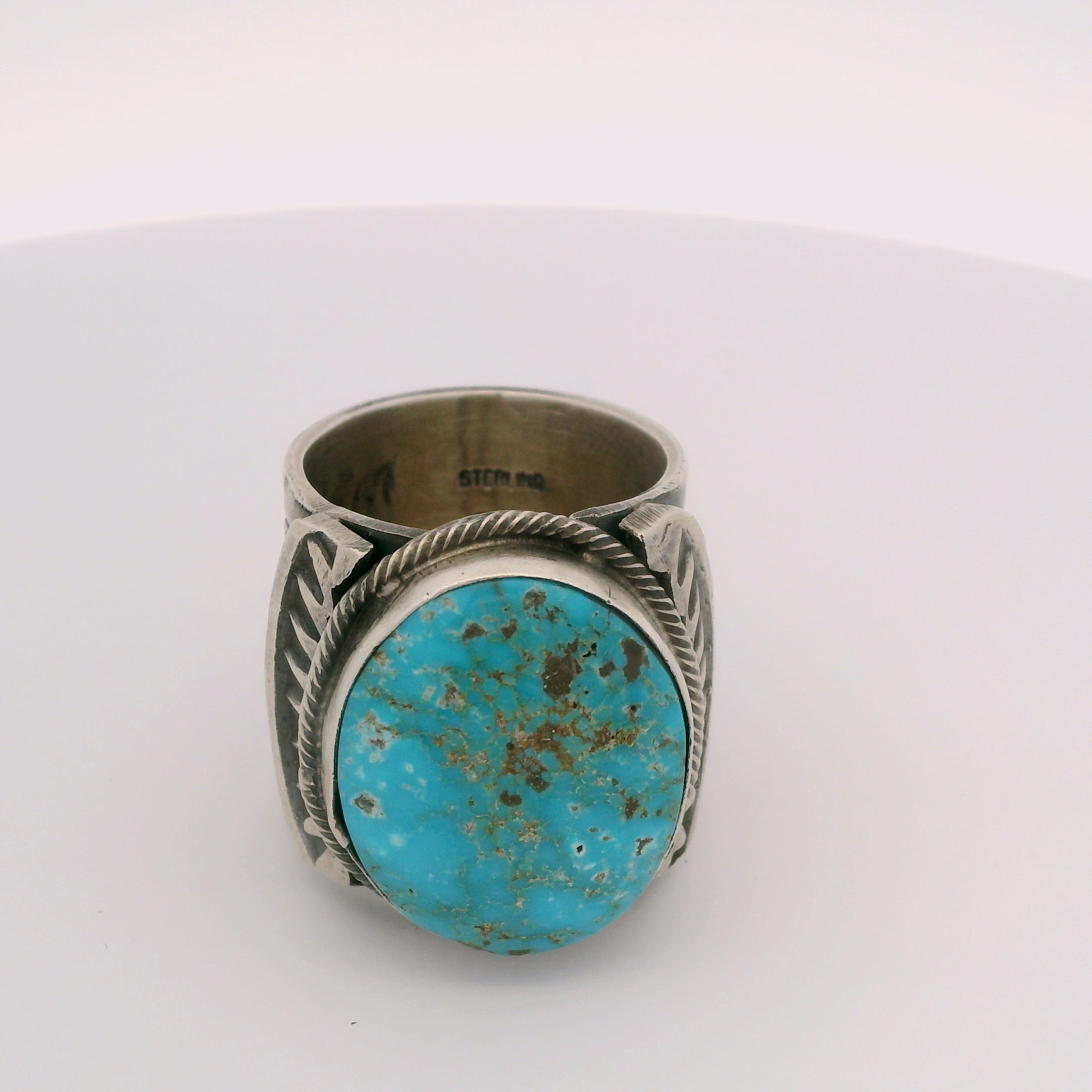 Tillie Jon Kingman Turquoise Navajo USA Native American Made 925 Sterling Silver Ring