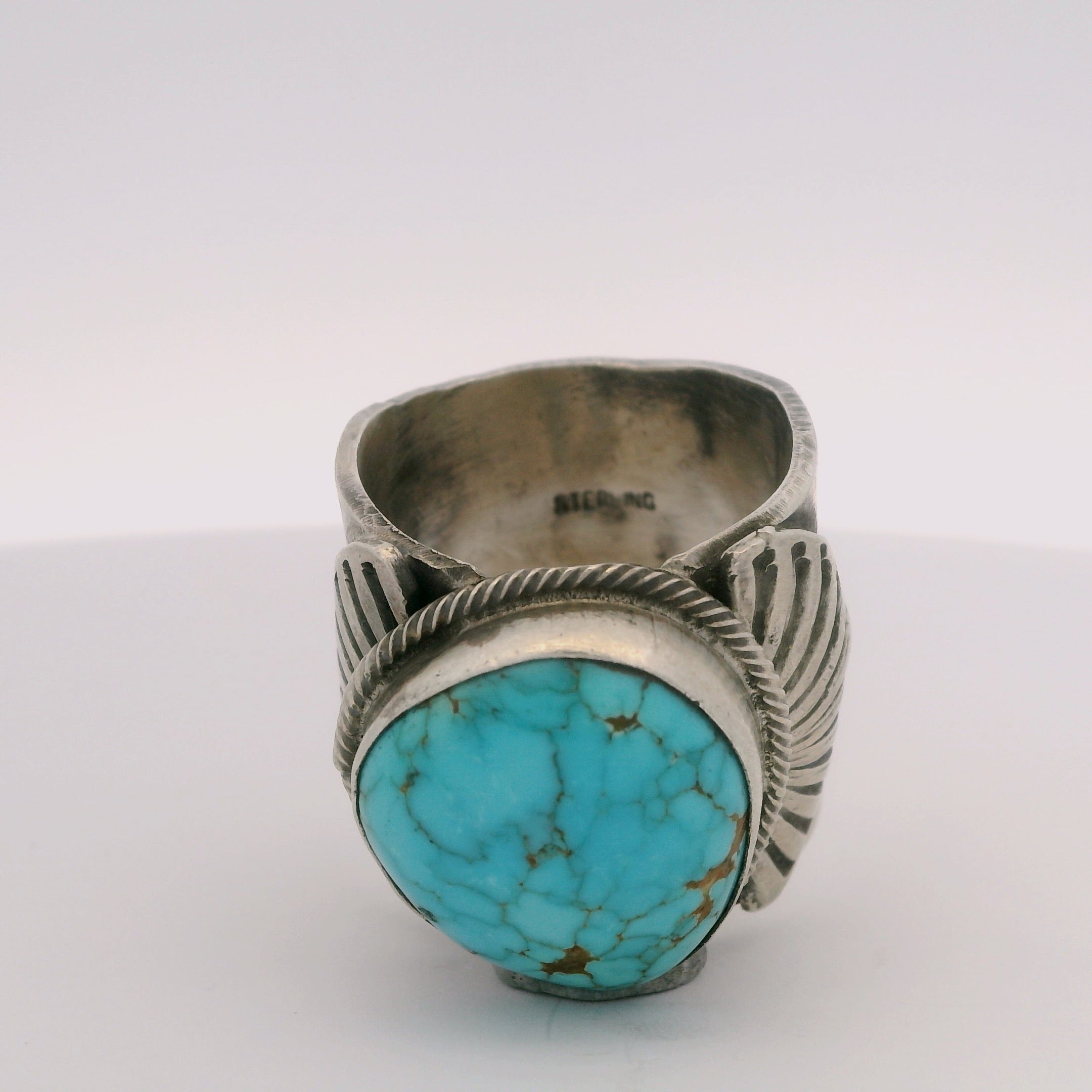 Tillie Jon Kingman Turquoise Navajo USA Native American Made 925 Sterling Silver Ring