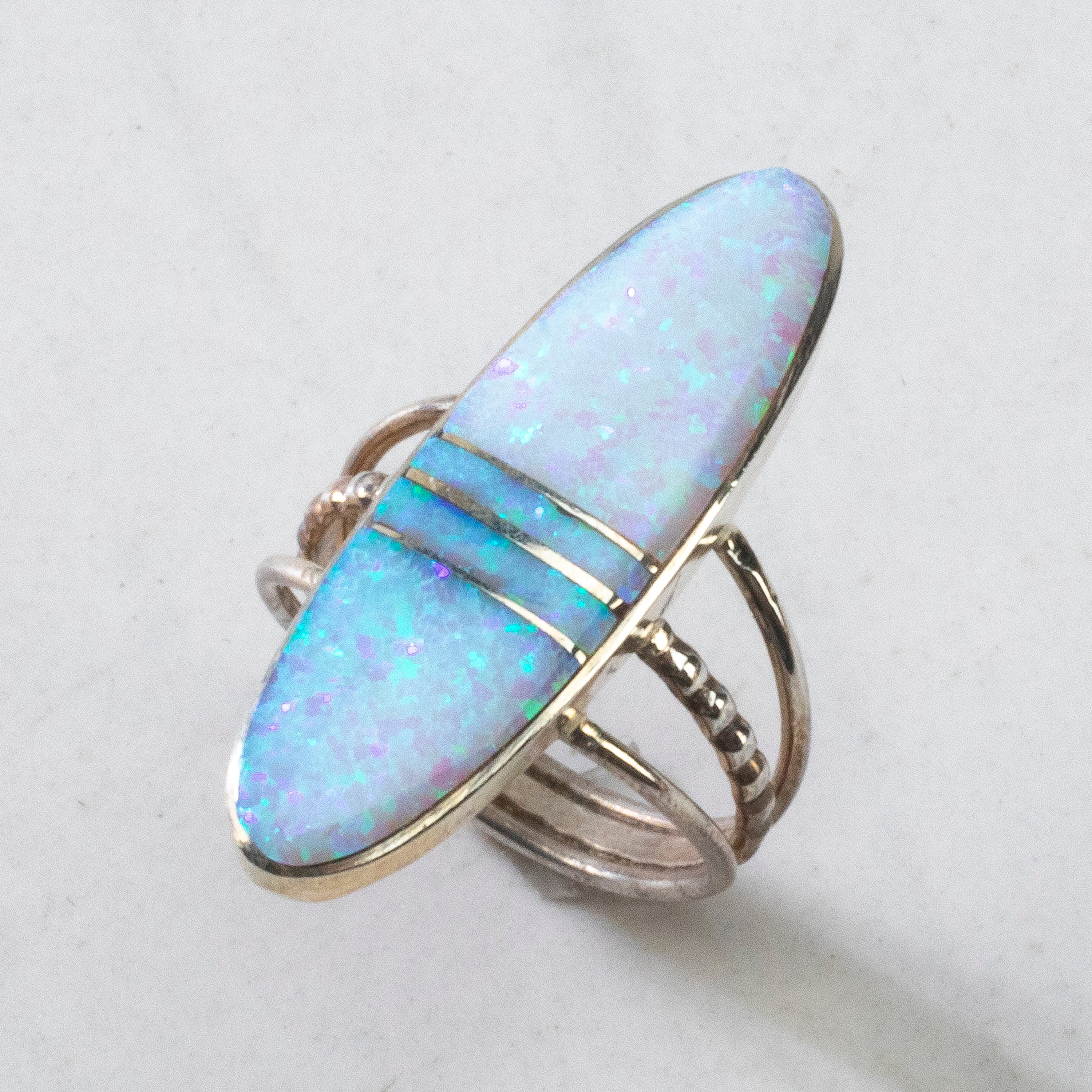 Kalifano Native American Jewelry Harold Smith Opal Navajo USA Native American Made 925 Sterling Silver Ring