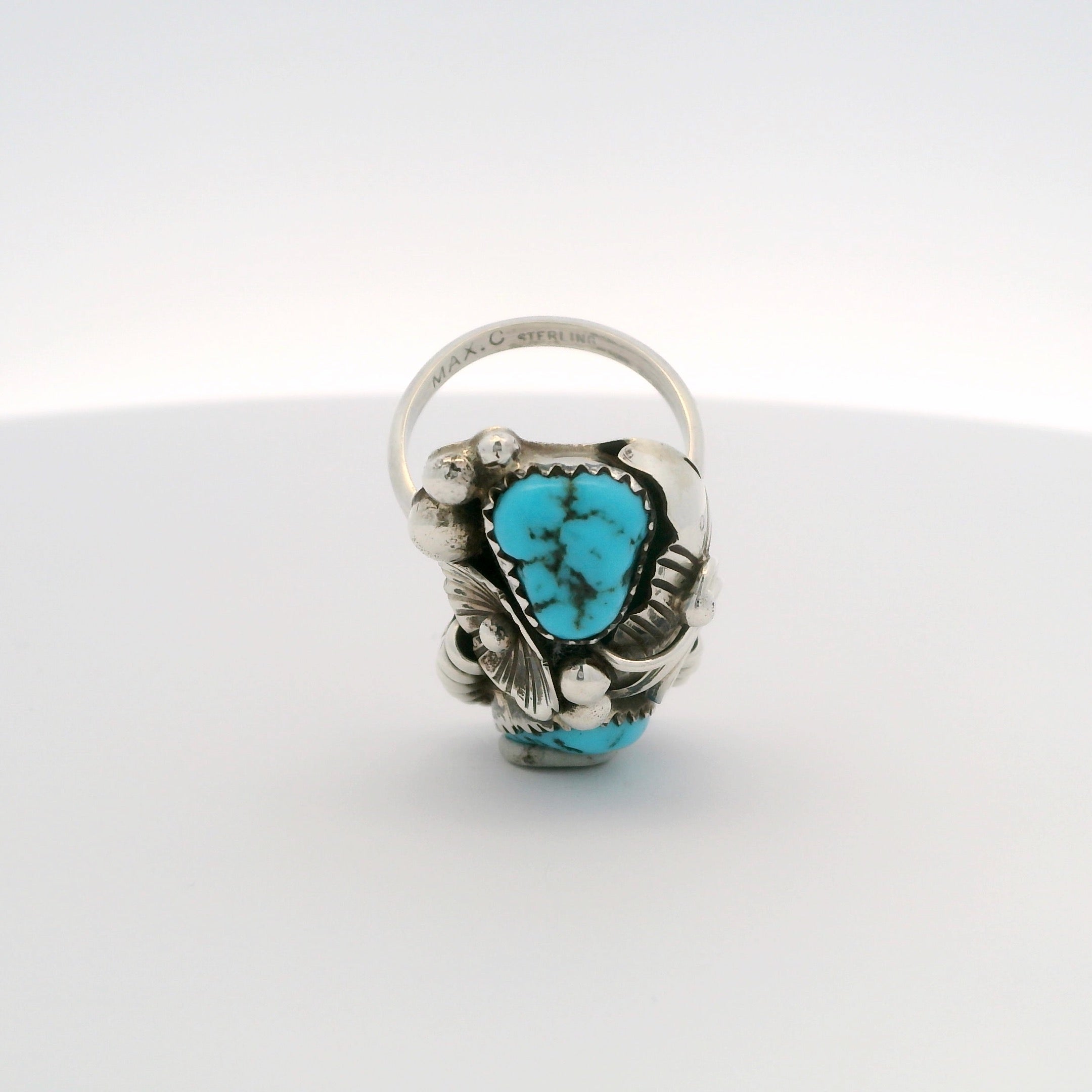 Caroline Nez Turquoise Navajo USA Native American Made 925 Sterling Silver Ring