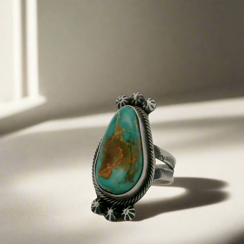 Scott Skeets Royston Turquoise Navajo USA Native American Made 925 Sterling Silver Ring