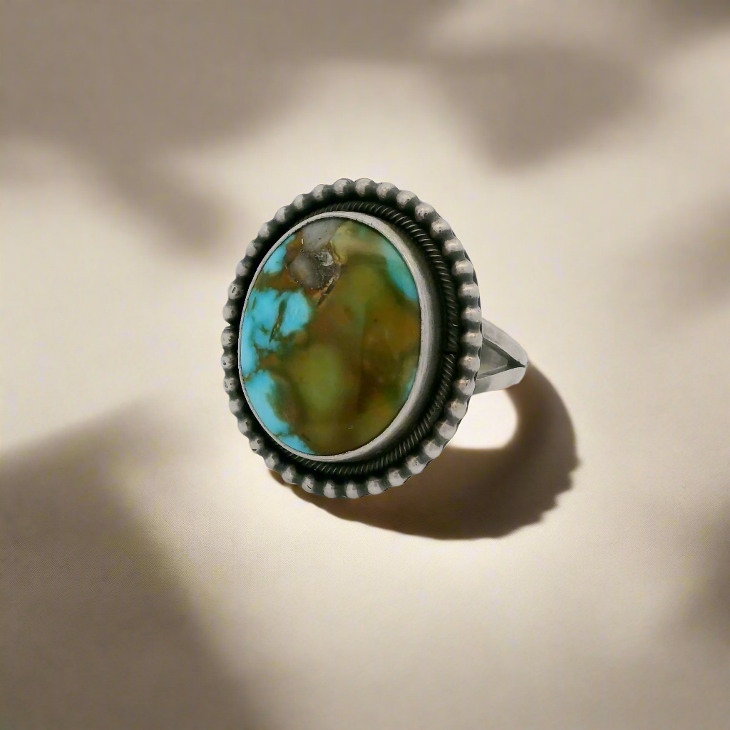 Scott Skeets Sonoran Gold Turquoise Navajo USA Native American Made 925 Sterling Silver Ring