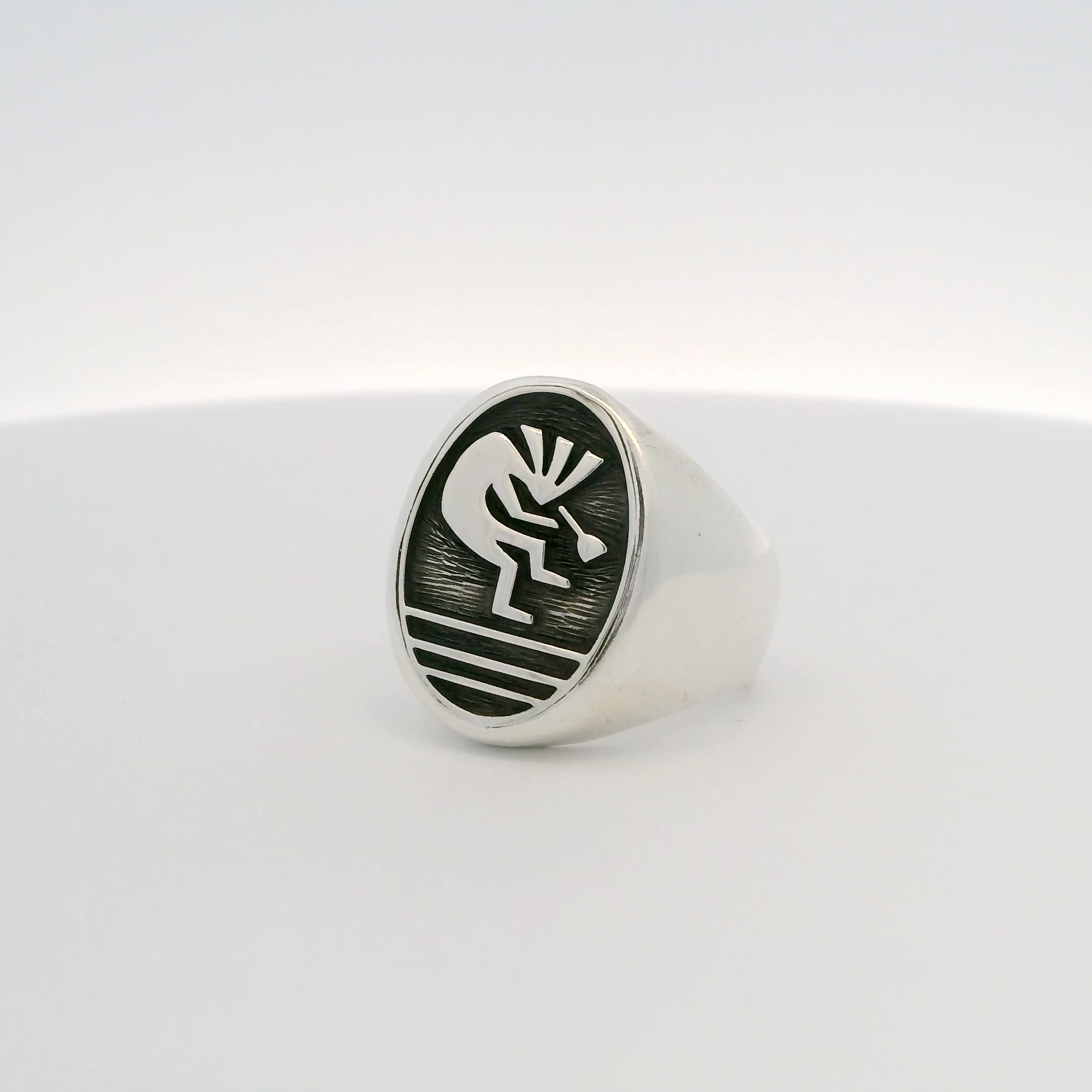 Kokopelli Hopi USA Native American Made 925 Sterling Silver Ring