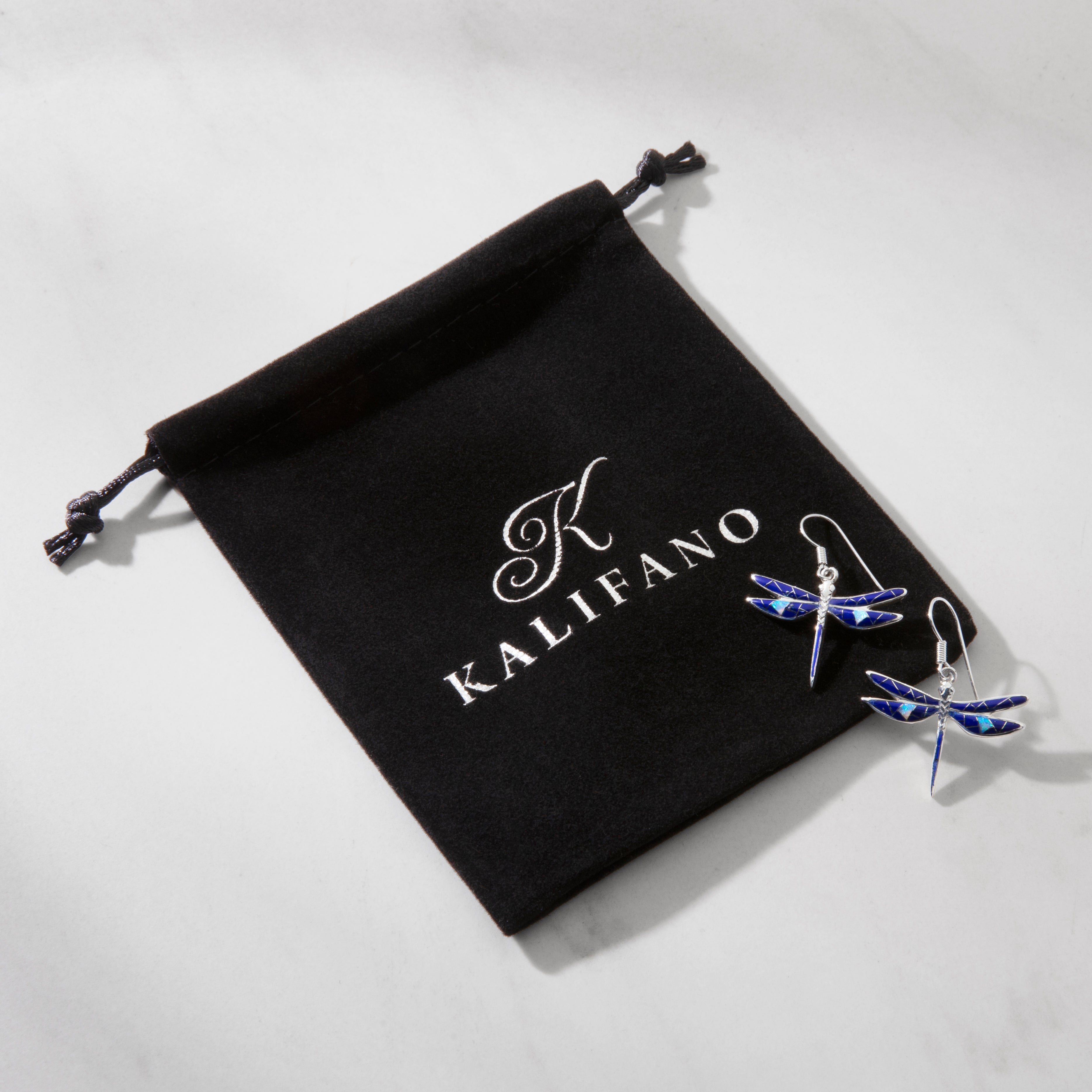 Lapis Dragonfly 925 Sterling Silver Earring with French Hook USA Handmade
