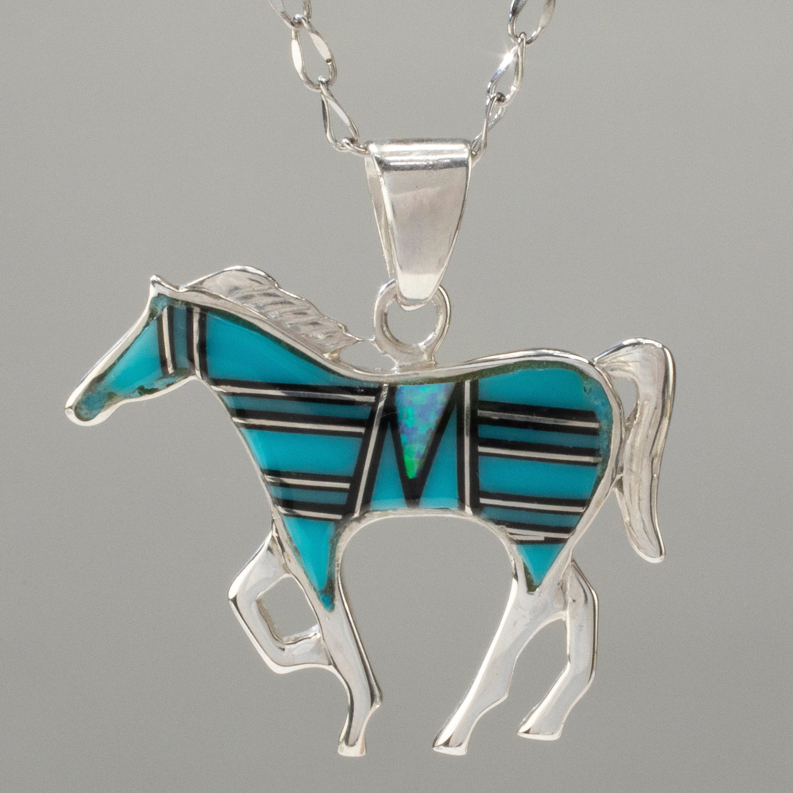 Turquoise Horse USA Handmade 925 Sterling Silver Pendant