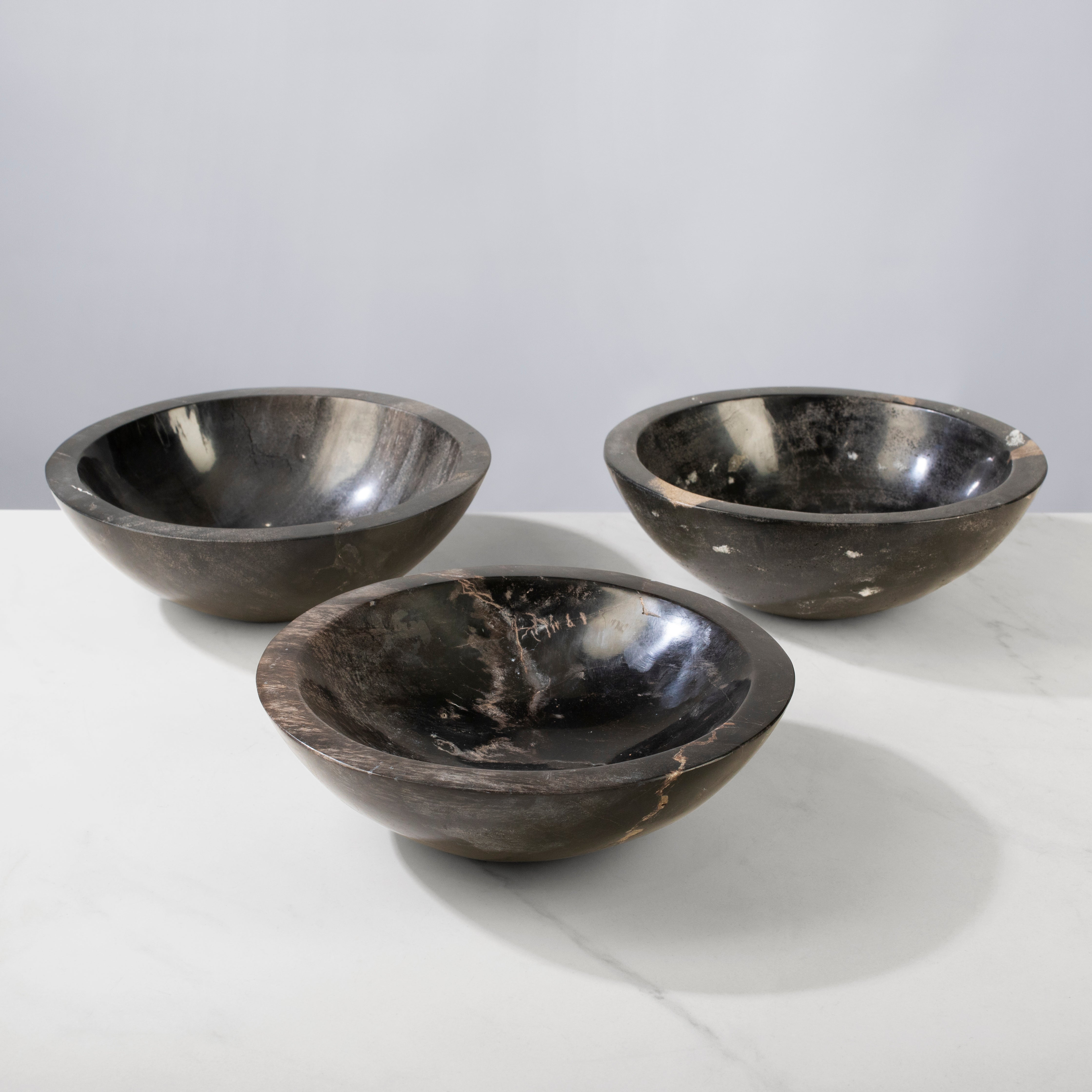KALIFANO | Small Indonesian Petrified Wood Bowl - Natural Home Decor