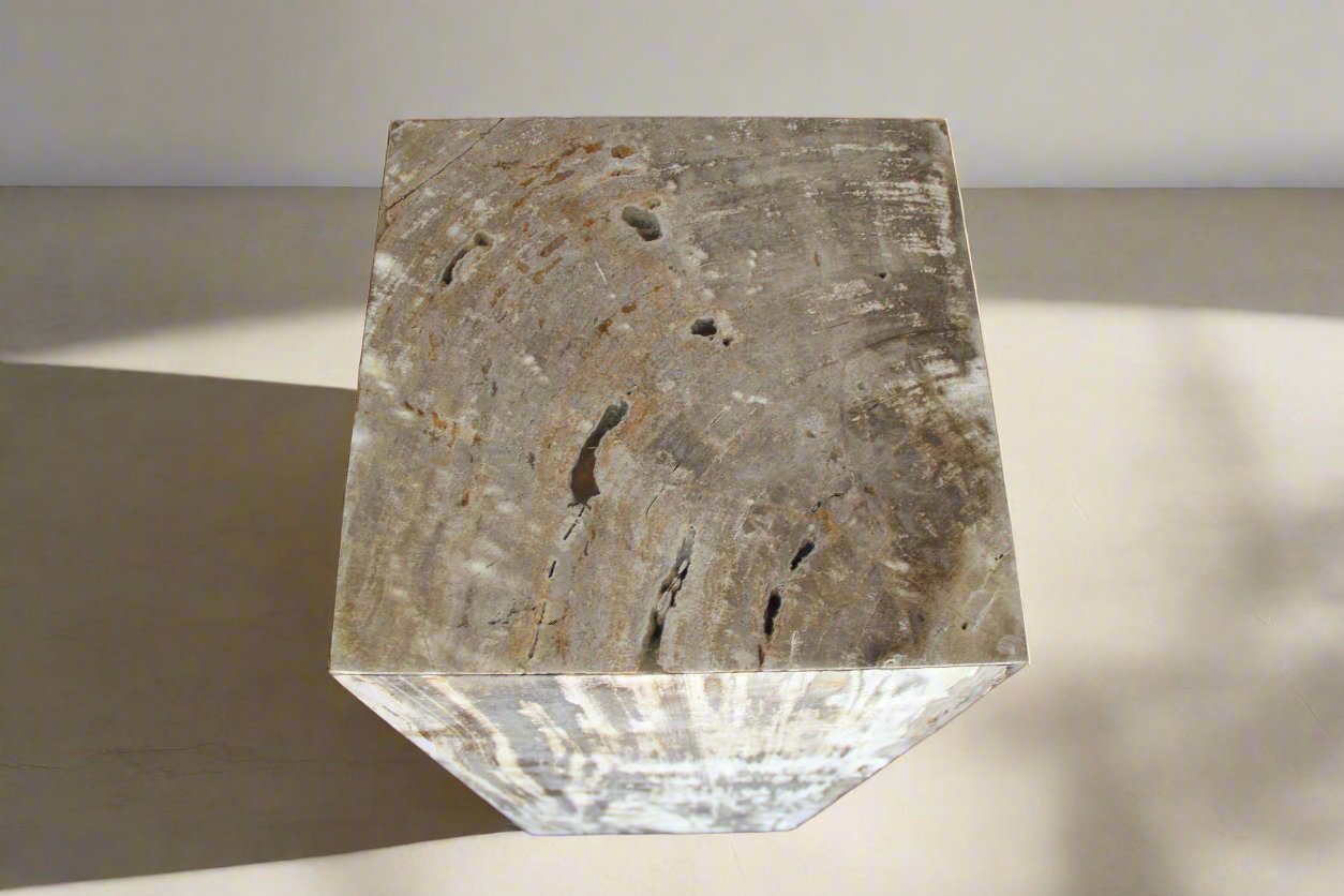 Petrified Wood Hollow Square Padestal 39" / 176lbs