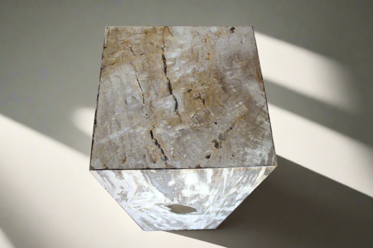 Petrified Wood Hollow Square Padestal 39" / 163lbs