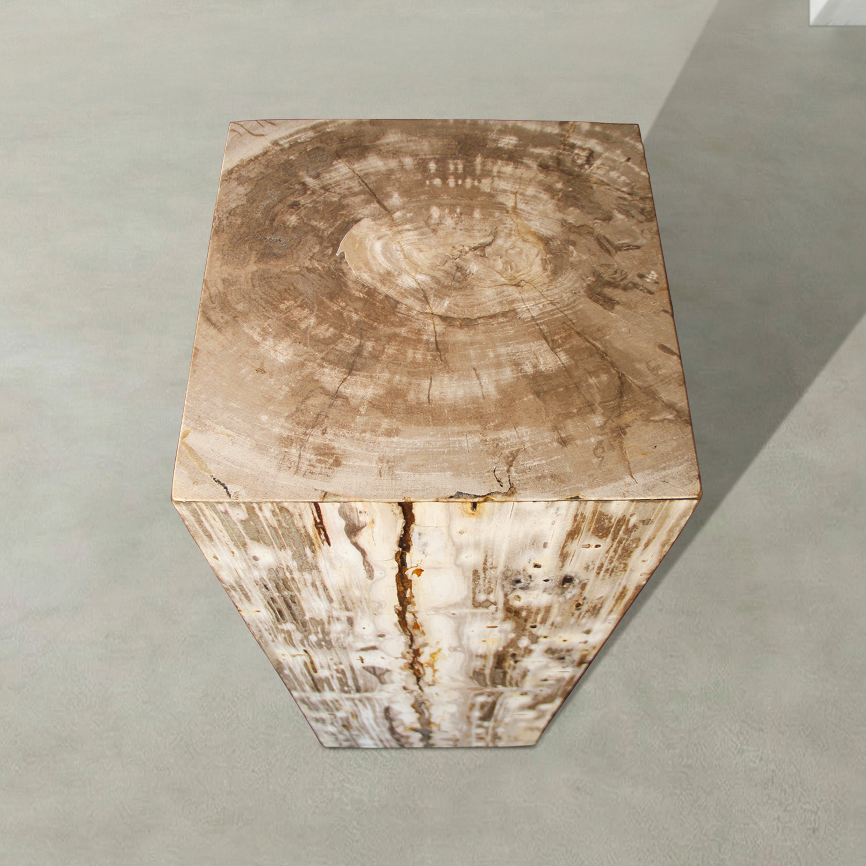 Natural Petrified Wood Hollow Square Pedestal from Indonesia - 39" / 155 lbs