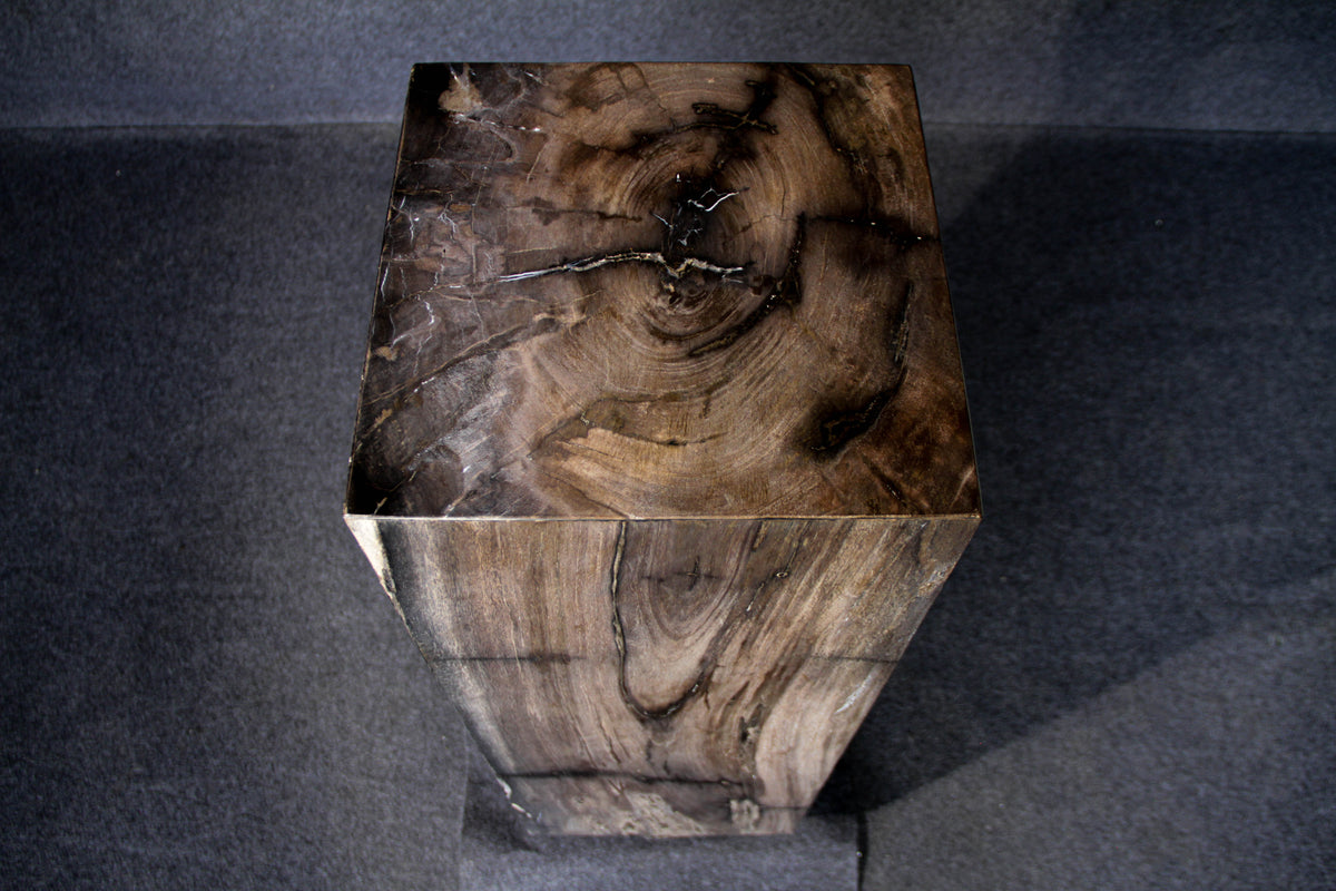 39" Natural Petrified Wood Hollow Square Pedestal from Indonesia