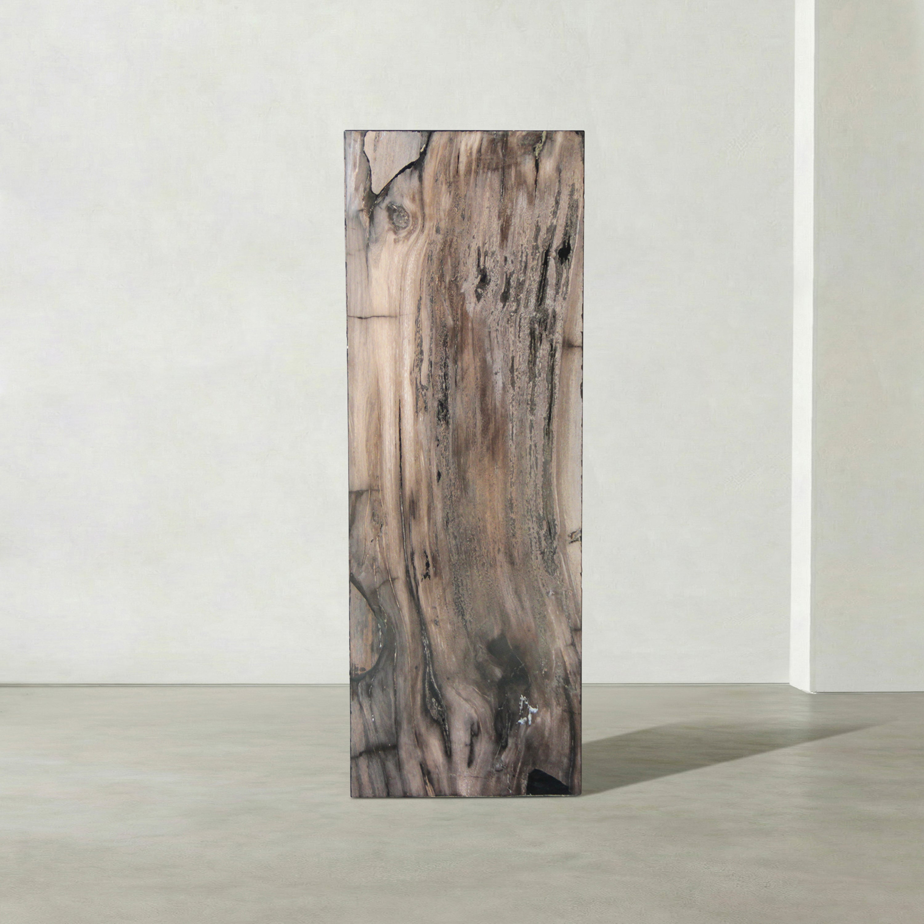 Natural Petrified Wood Hollow Square Pedestal from Indonesia - 39" / 174 lbs