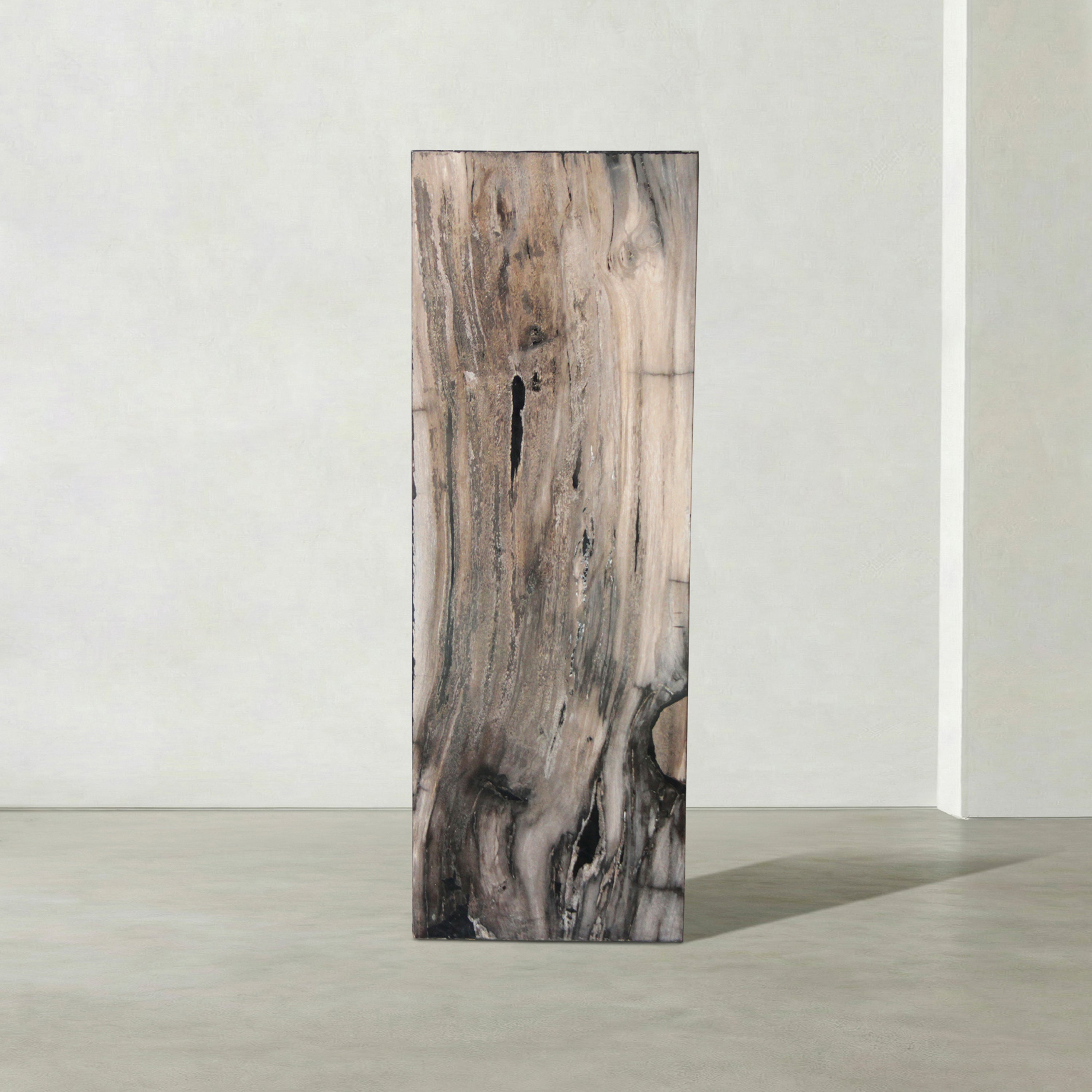 Natural Petrified Wood Hollow Square Pedestal from Indonesia - 39" / 174 lbs