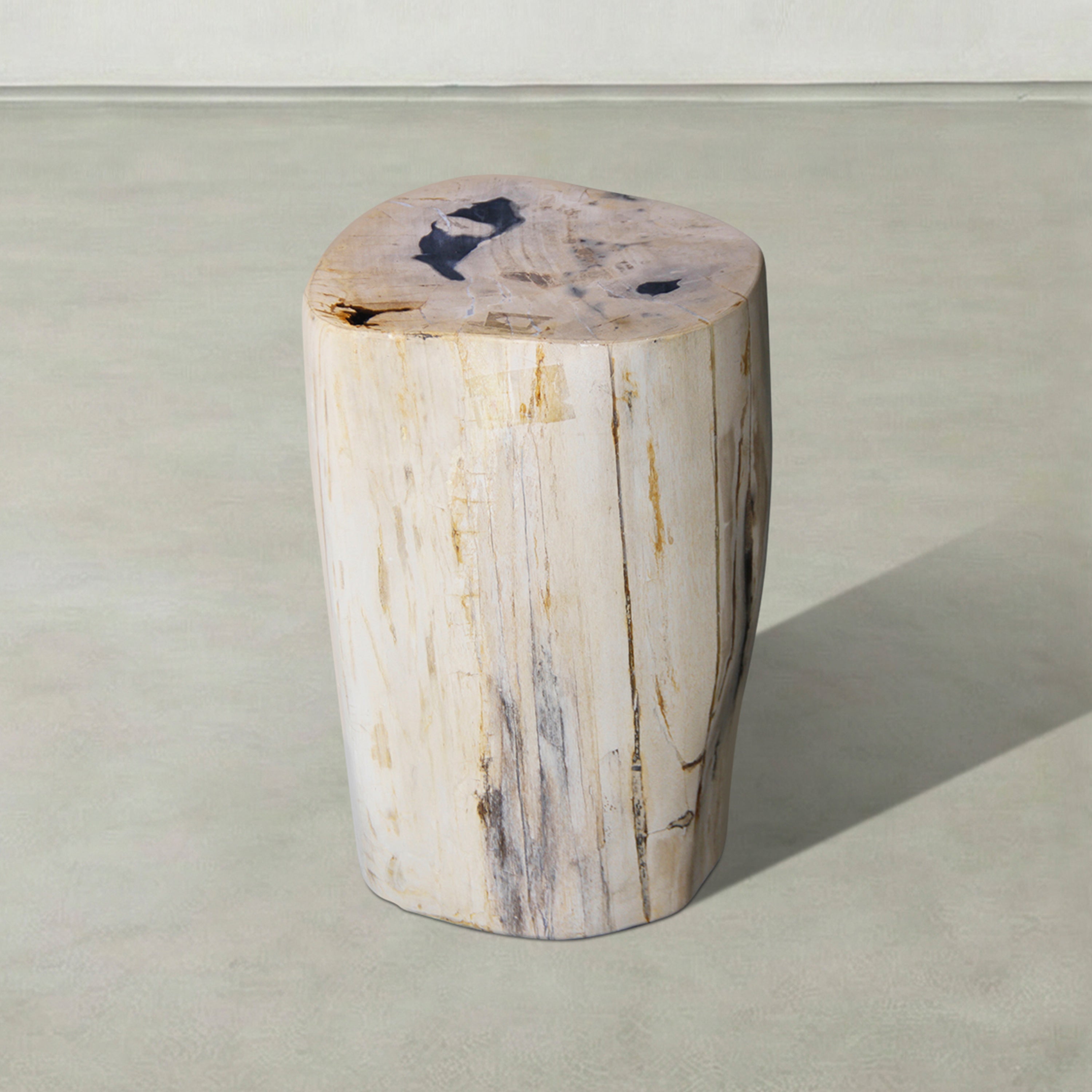 Natural Polished Petrified Wood Stool from Indonesia - 18" / 128 lbs