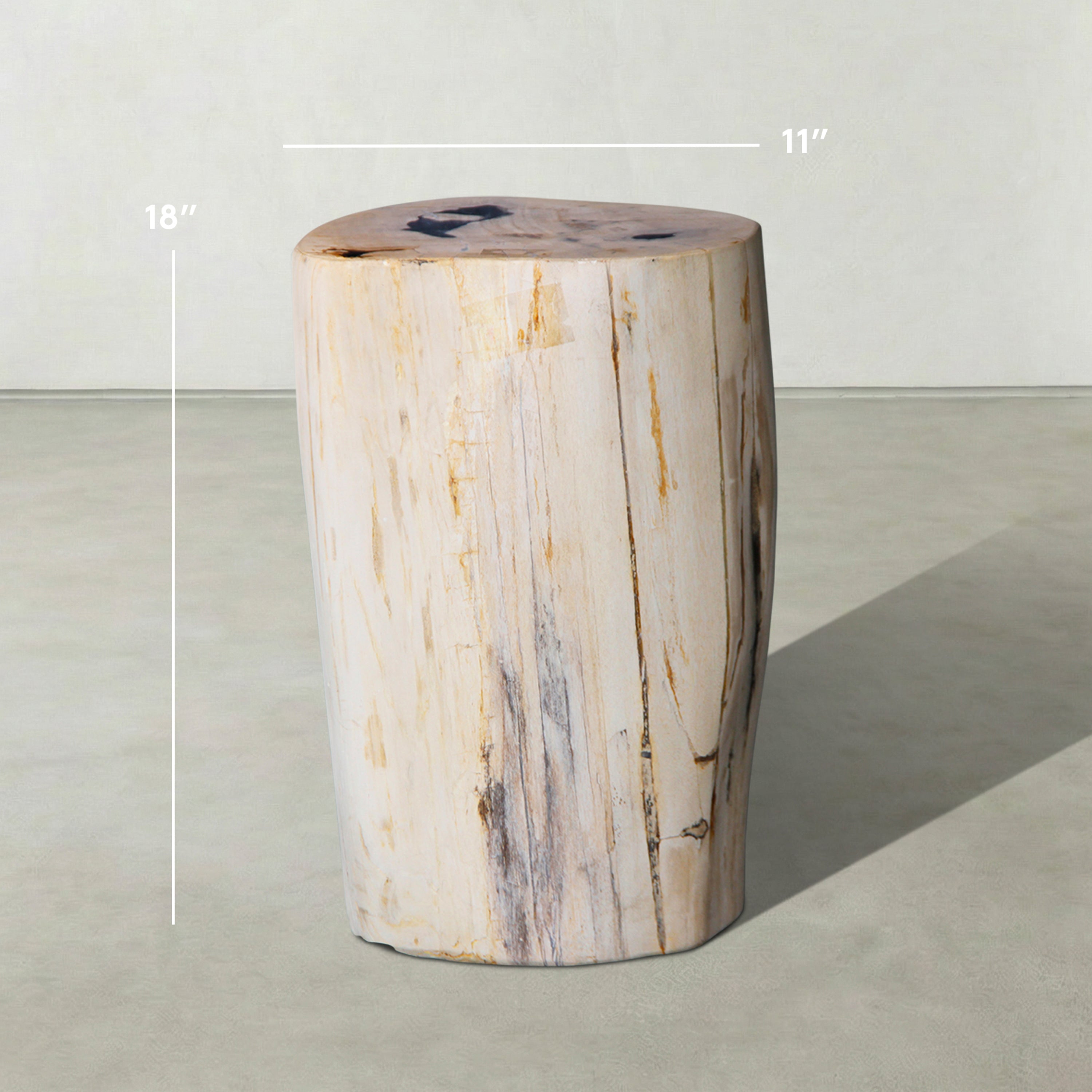Natural Polished Petrified Wood Stool from Indonesia - 18" / 128 lbs