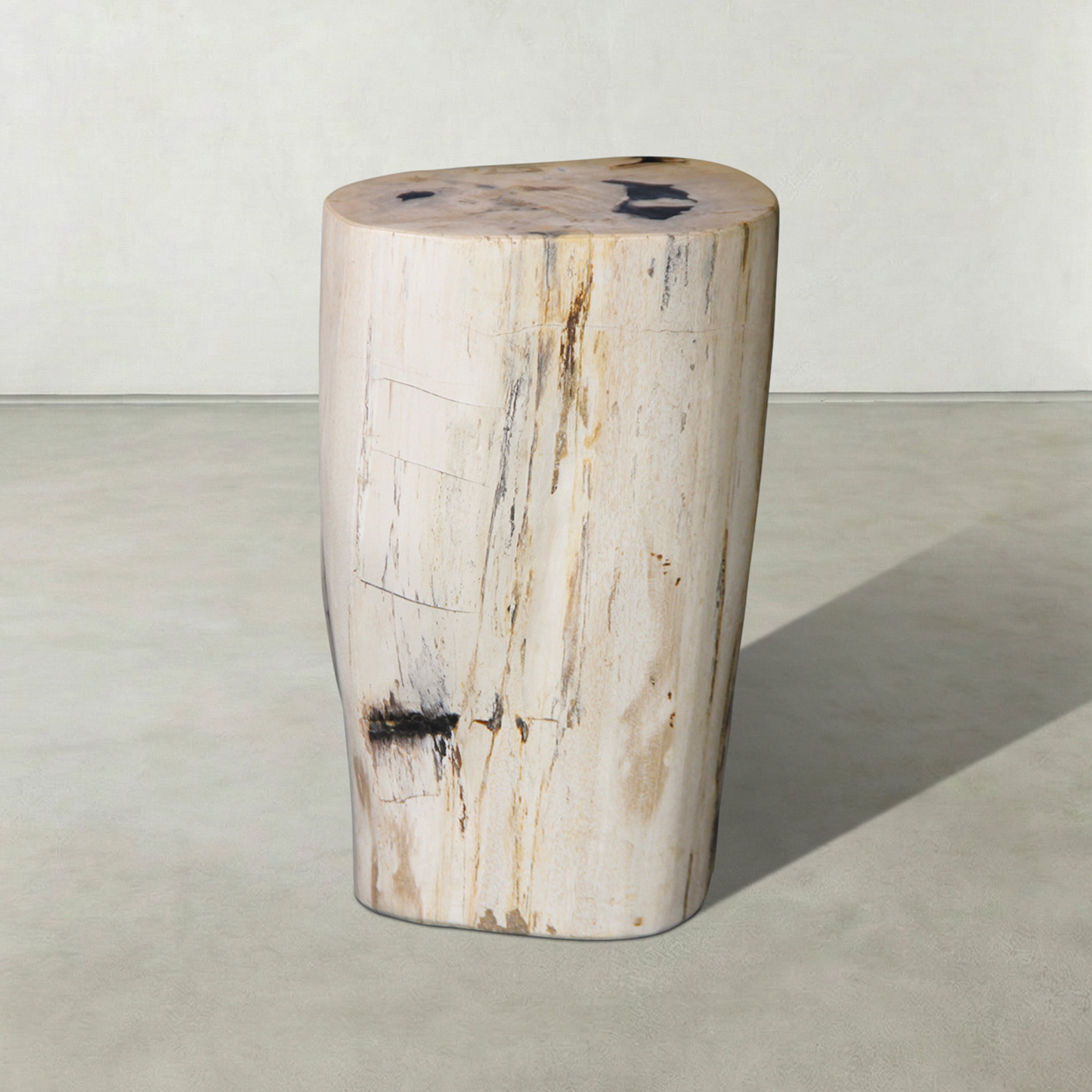 Natural Polished Petrified Wood Stool from Indonesia - 18" / 128 lbs