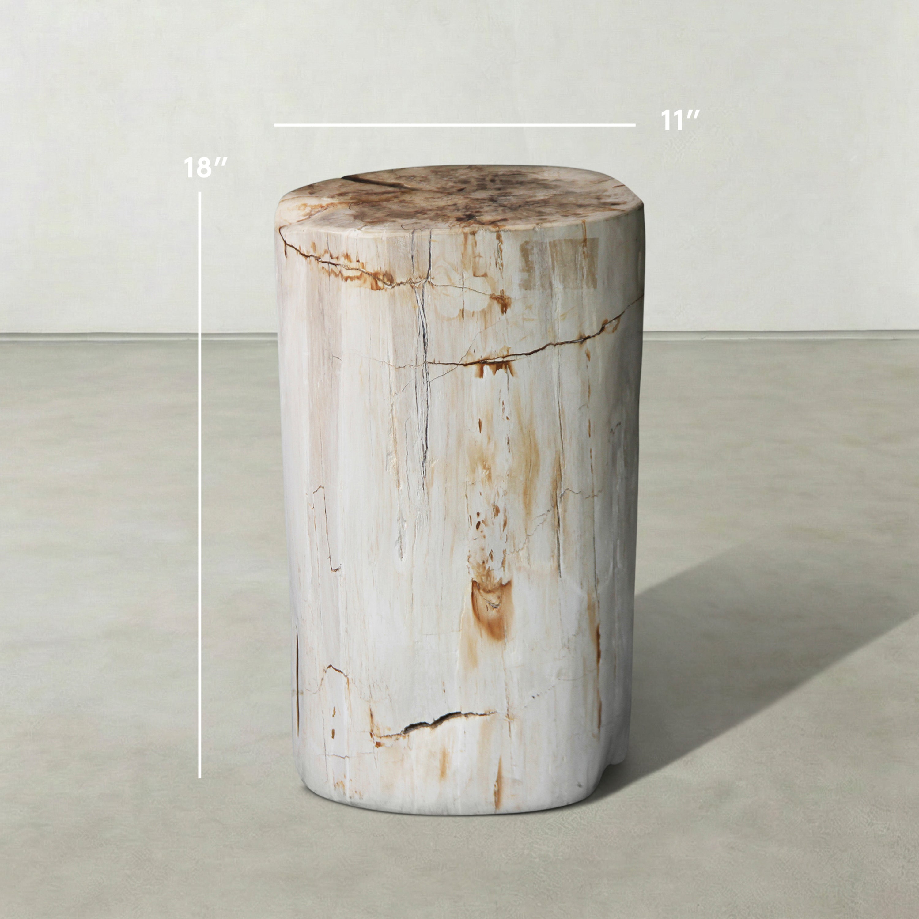 Natural Polished Petrified Wood Stool from Indonesia - 18" / 135 lbs