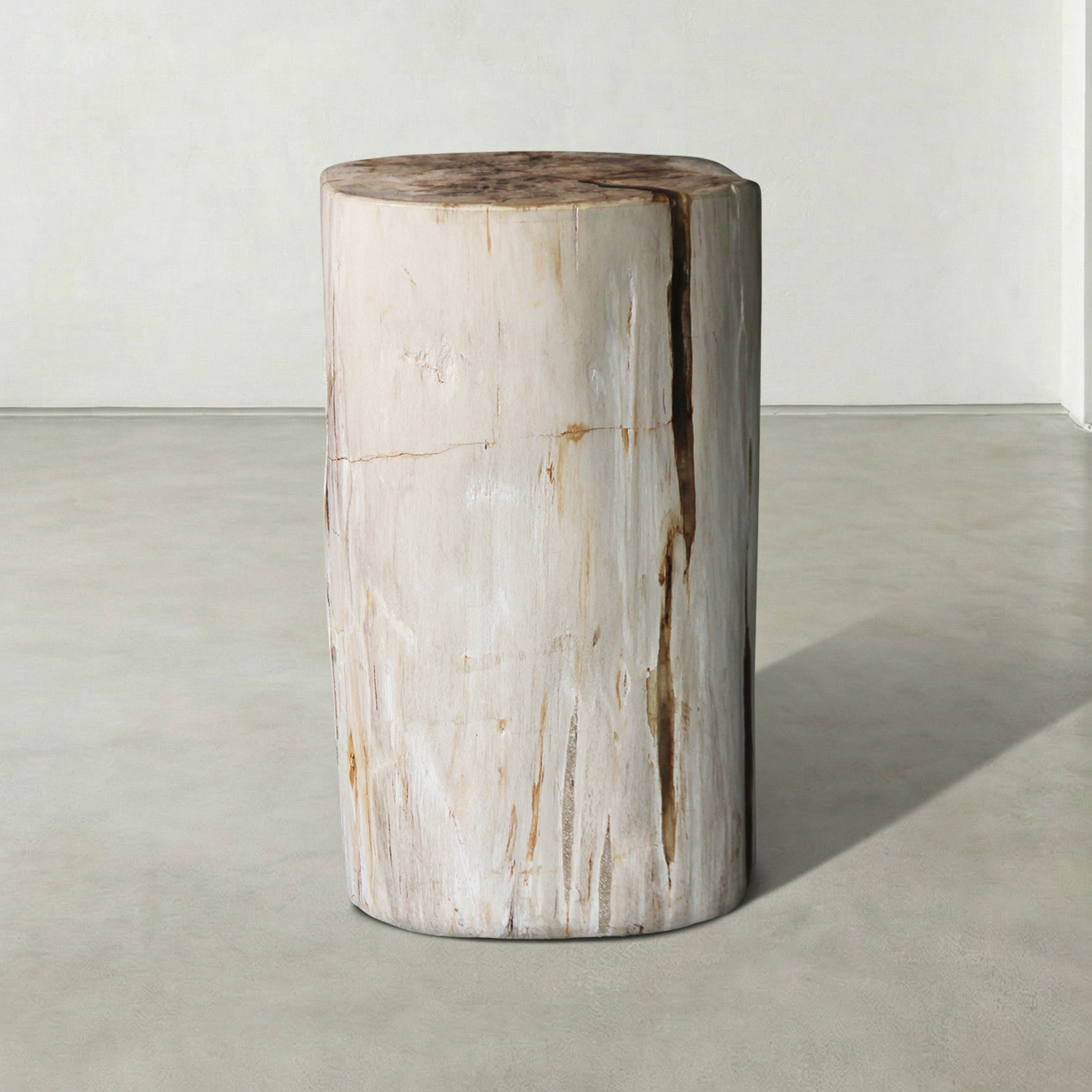 Natural Polished Petrified Wood Stool from Indonesia - 18" / 135 lbs