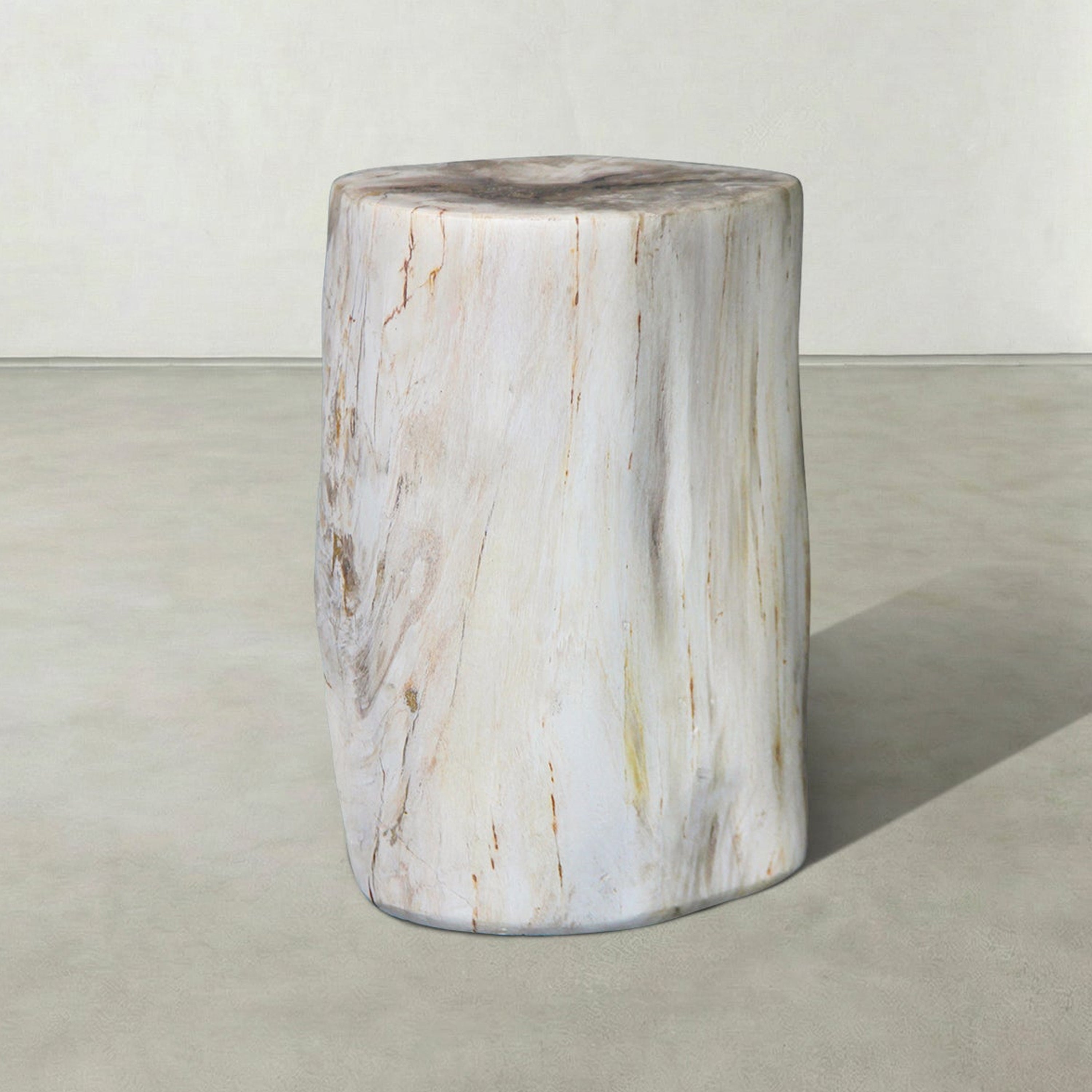 Natural Polished Petrified Wood Stool from Indonesia - 18" / 144 lbs