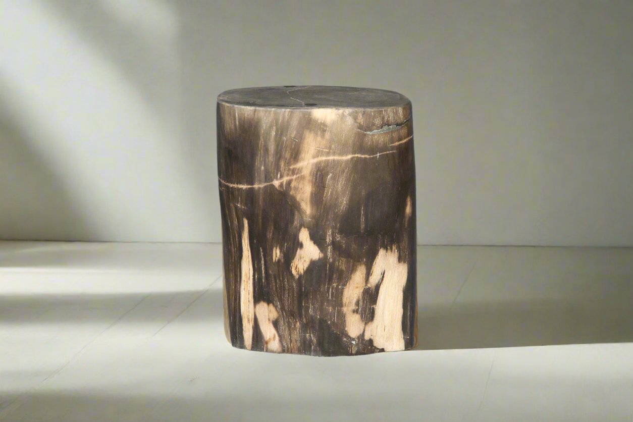 Petrified Wood Round Stump / Stool 16" / 170lbs