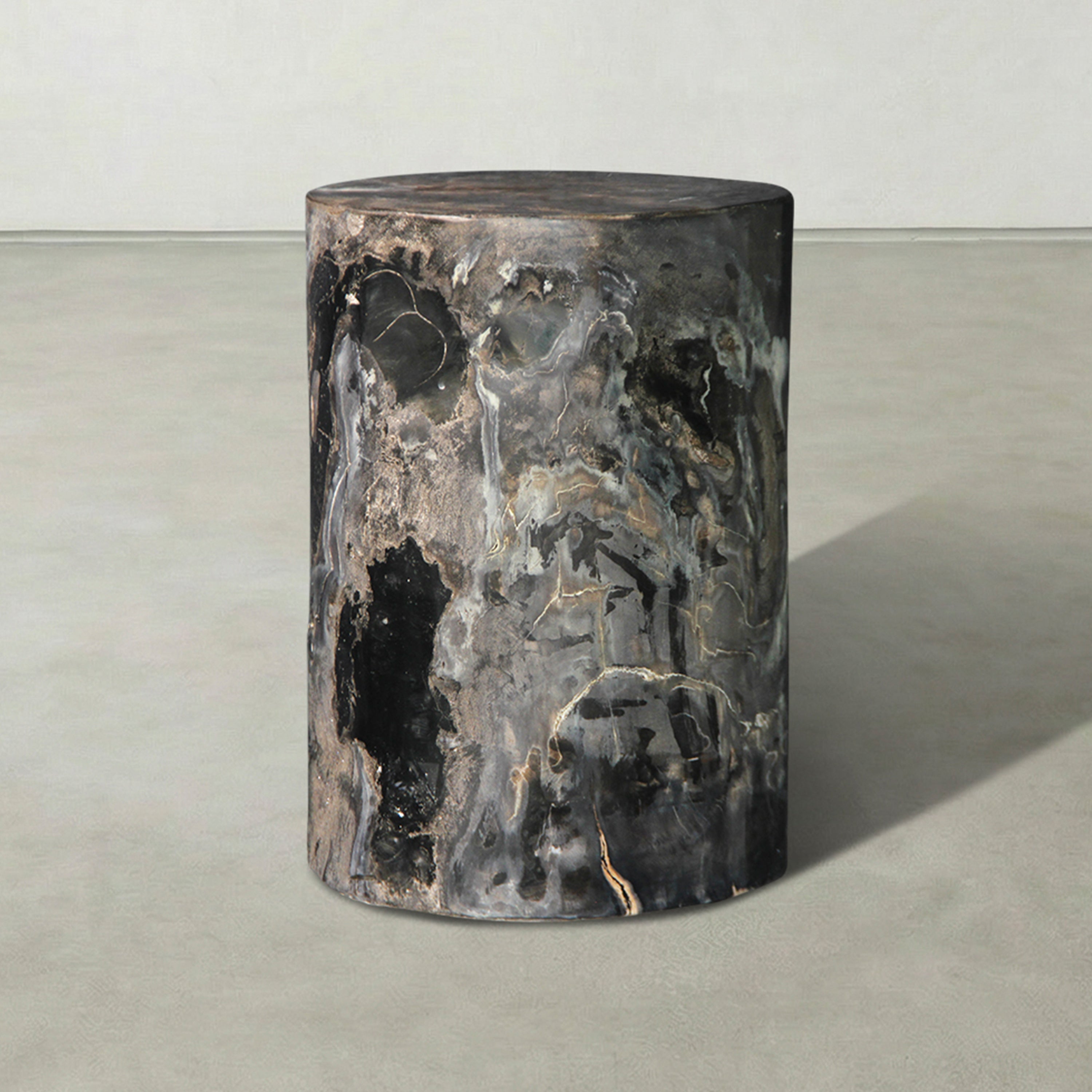 Natural Polished Petrified Wood Stool from Indonesia - 18" / 168 lbs