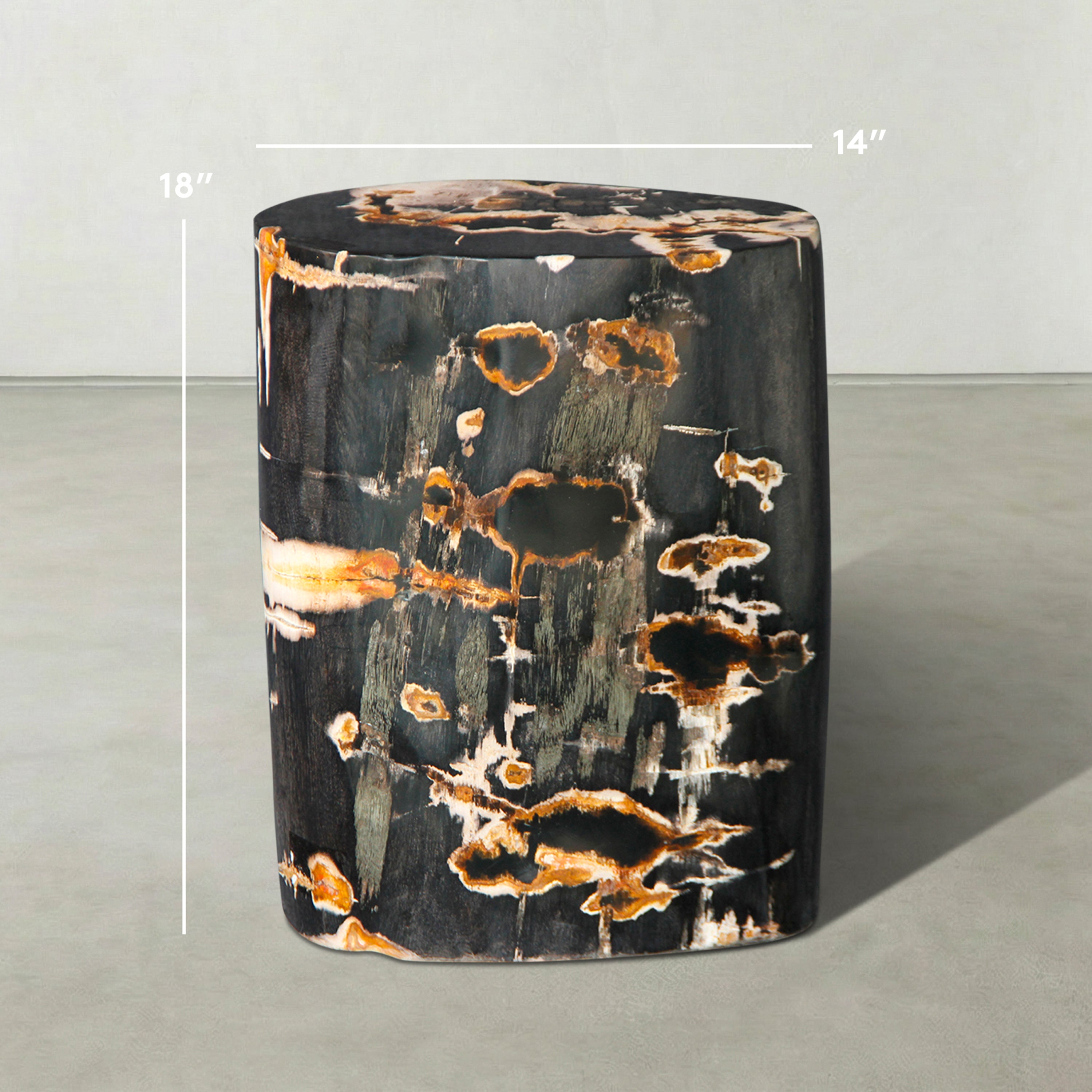 Natural Polished Petrified Wood Stool from Indonesia - 18" / 190 lbs