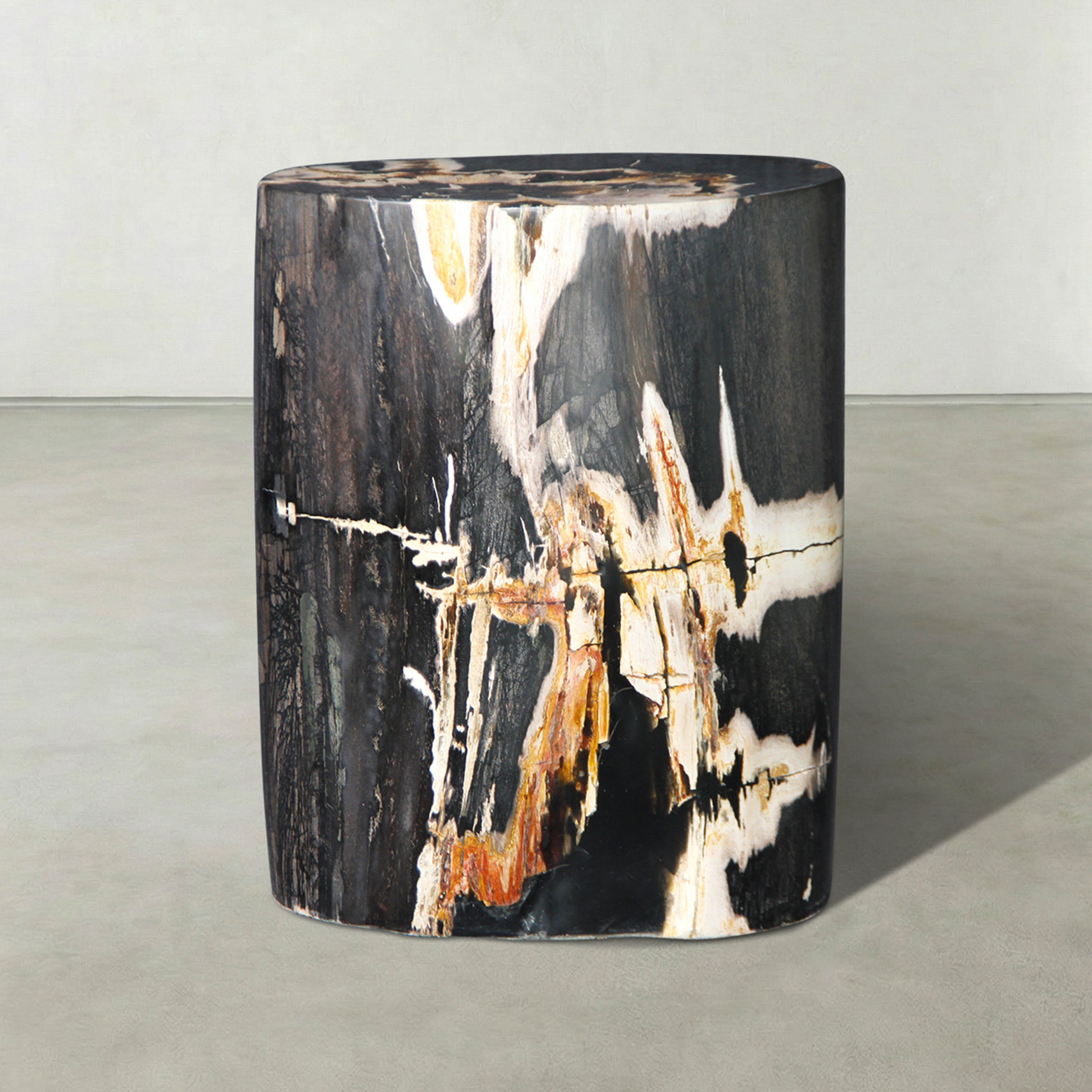 Natural Polished Petrified Wood Stool from Indonesia - 18" / 190 lbs