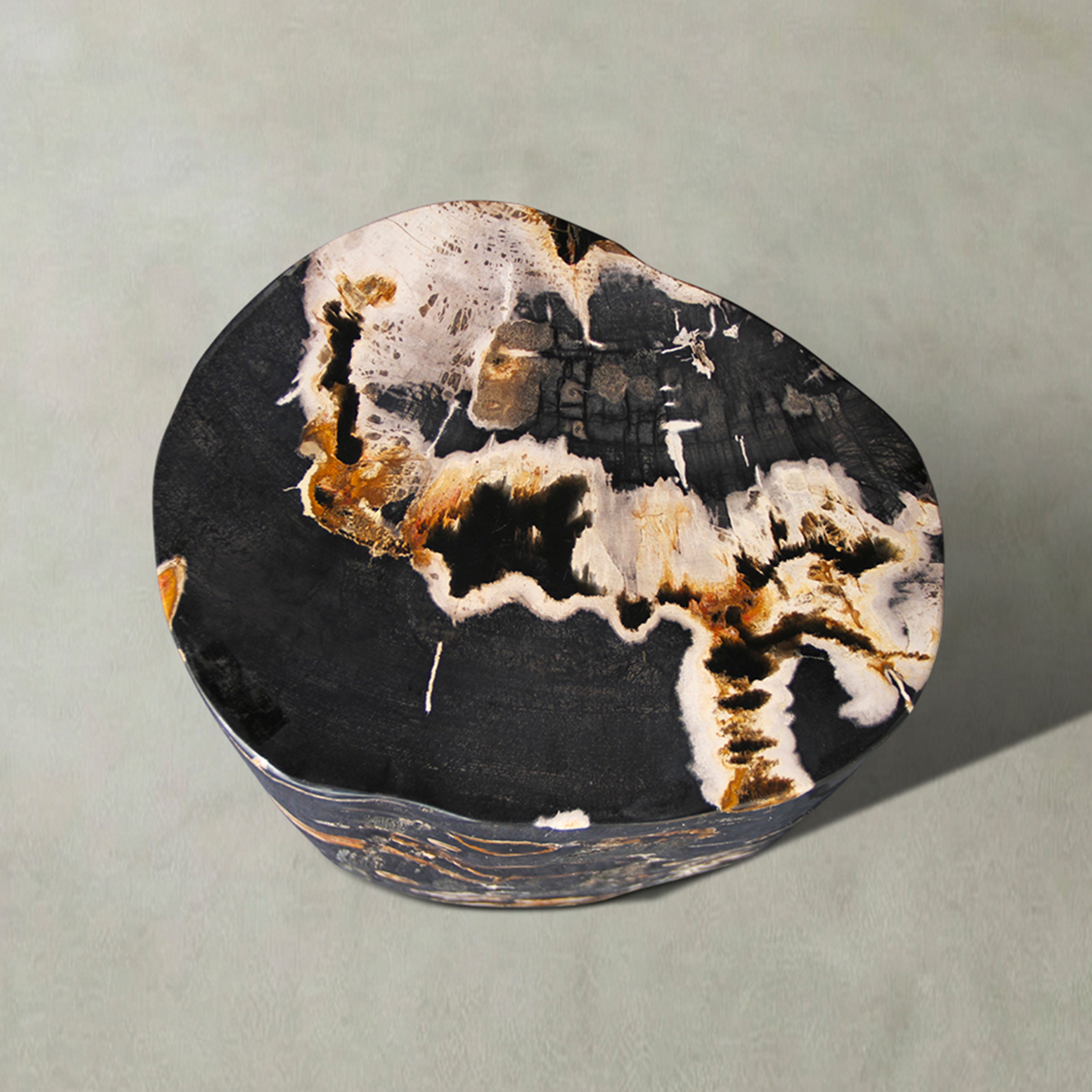 Natural Polished Petrified Wood Stool from Indonesia - 18" / 190 lbs
