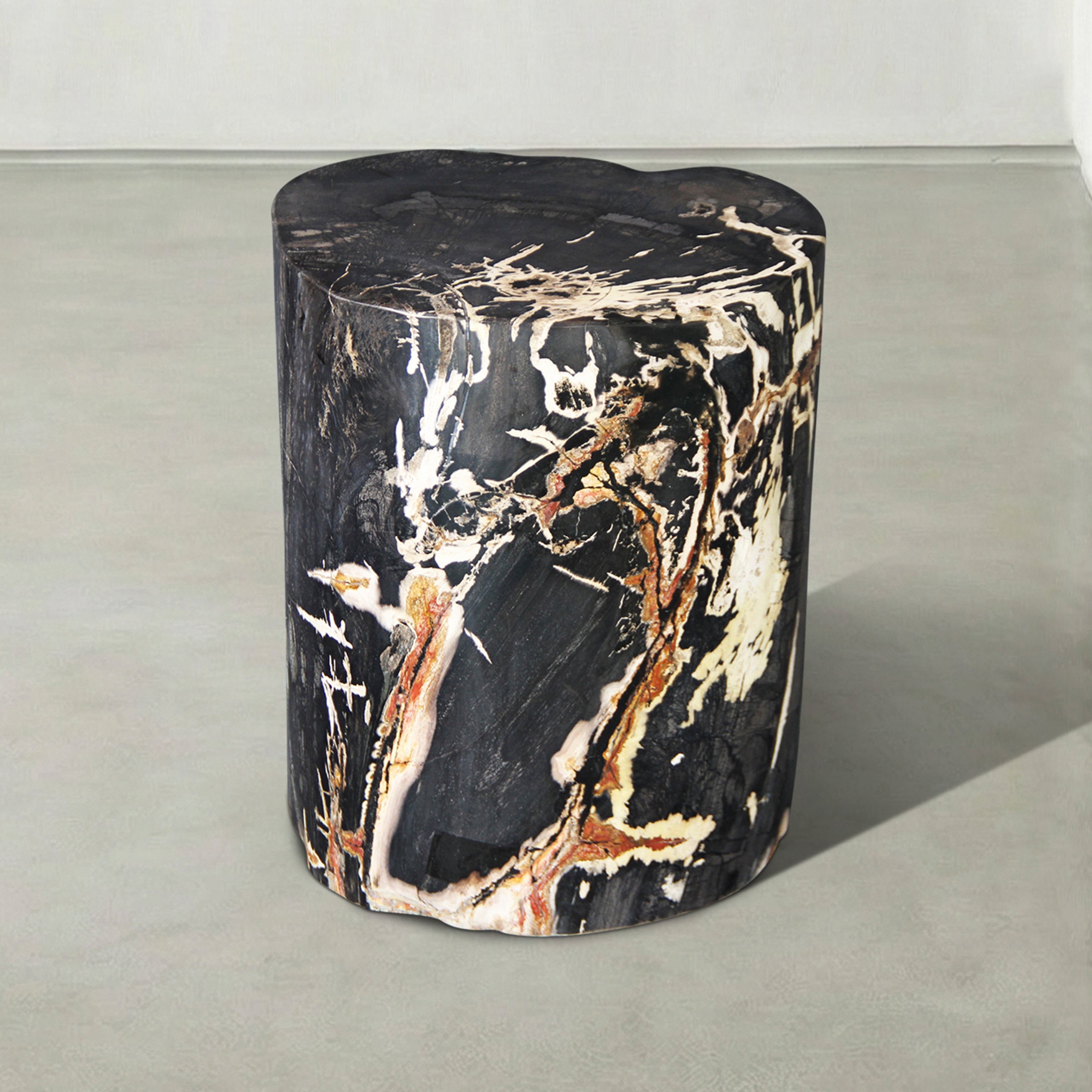 Natural Polished Petrified Wood Stool from Indonesia - 18" / 203 lbs