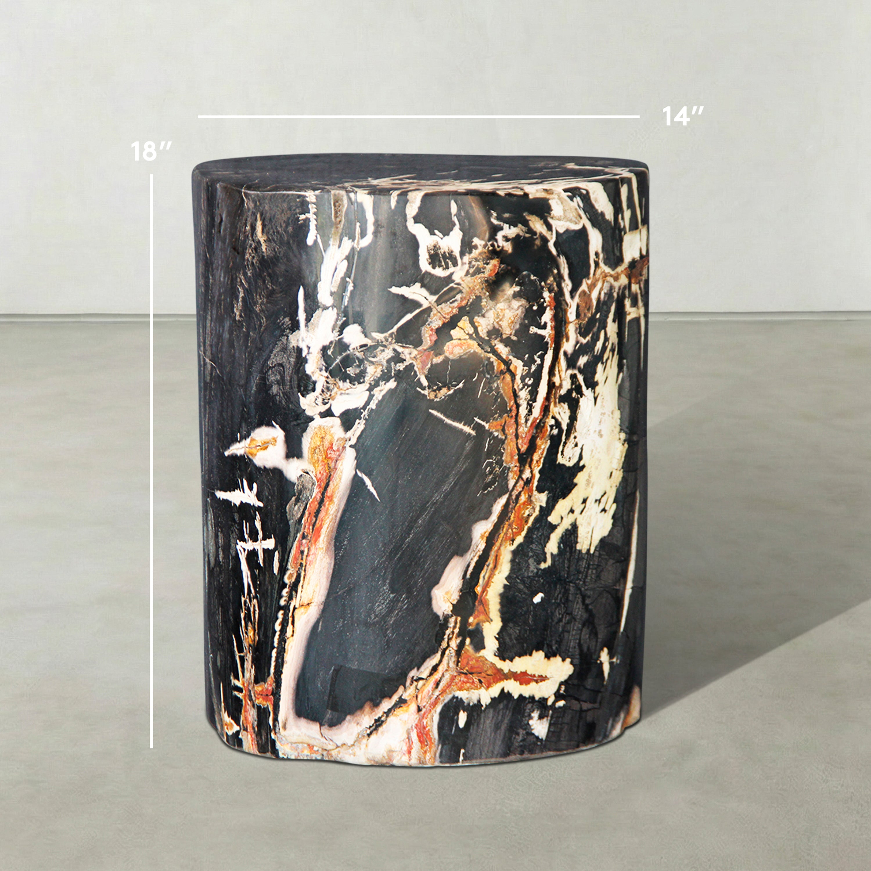 Natural Polished Petrified Wood Stool from Indonesia - 18" / 203 lbs