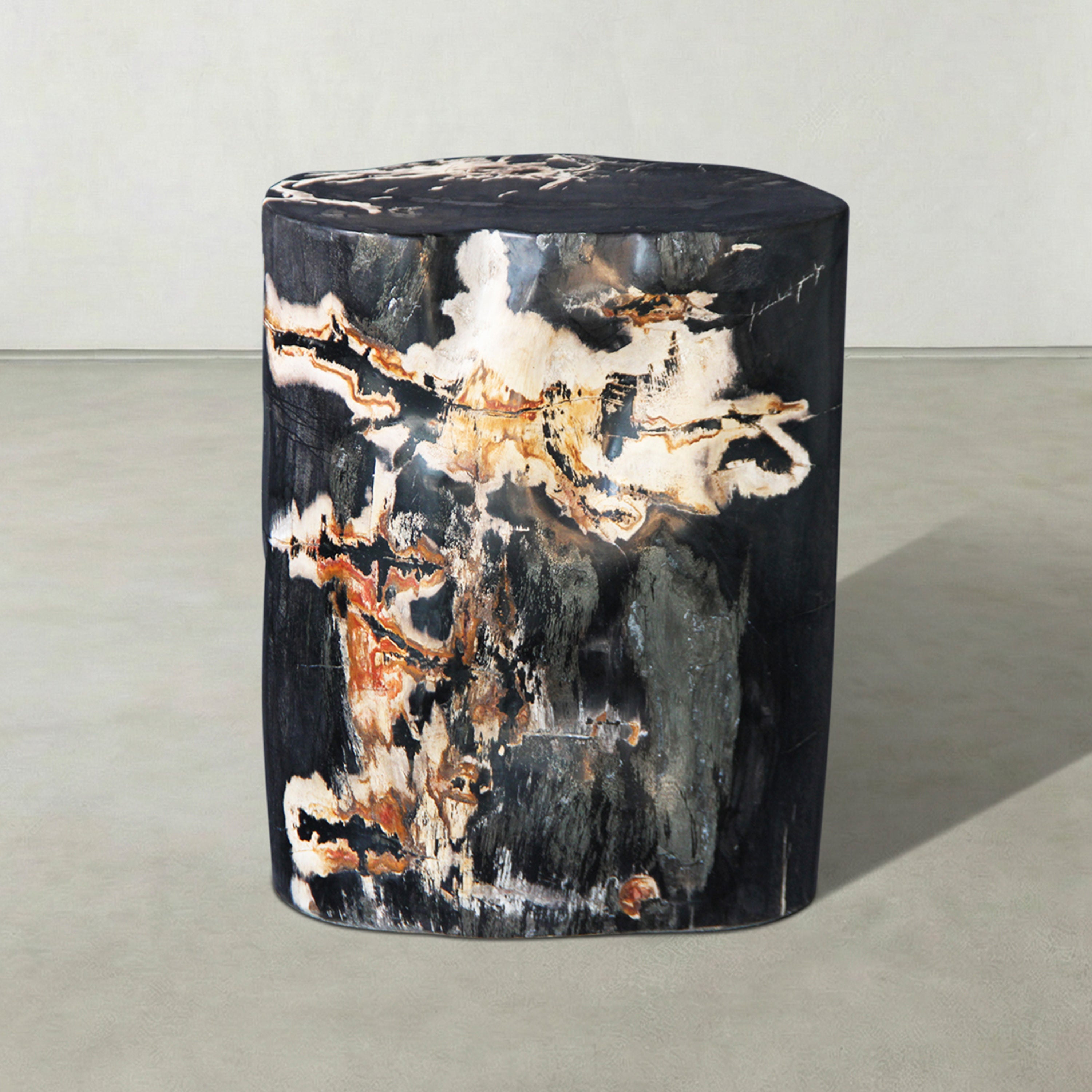 Natural Polished Petrified Wood Stool from Indonesia - 18" / 203 lbs