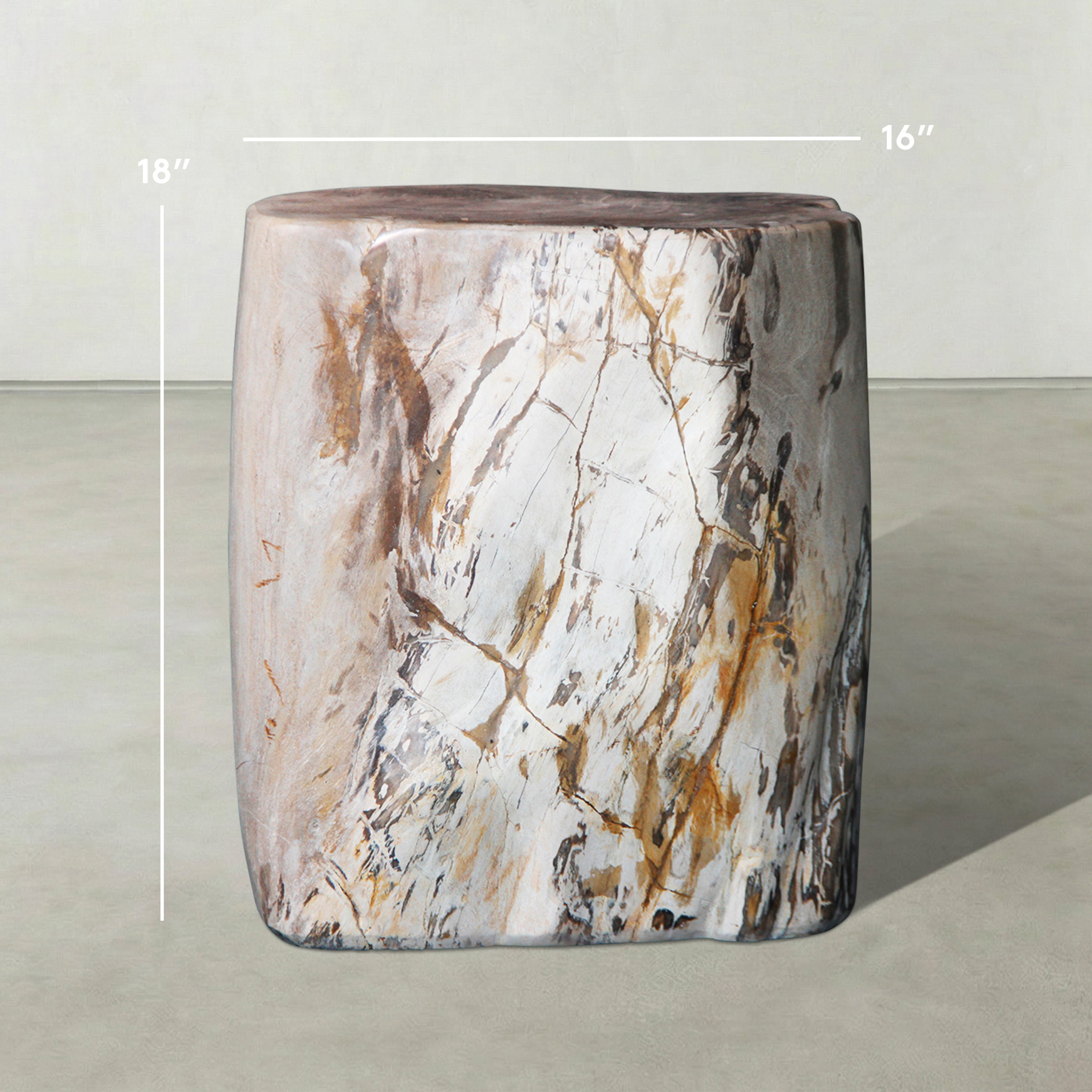 Natural Polished Petrified Wood Stool from Indonesia - 18" / 221 lbs
