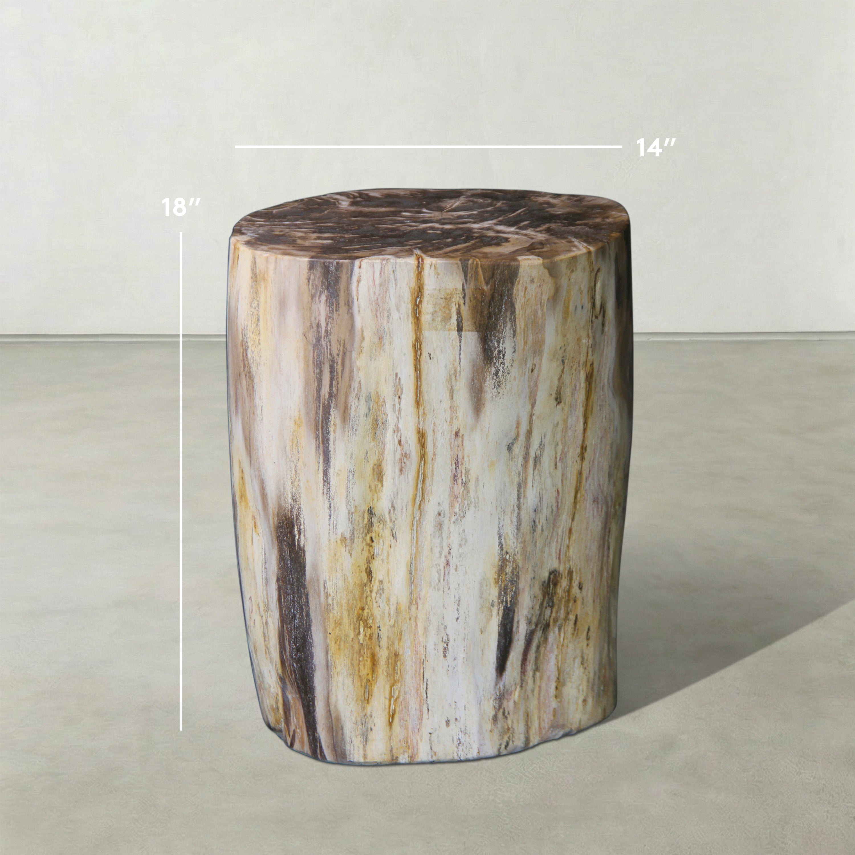 Natural Polished Petrified Wood Stool from Indonesia - 18" / 223 lbs