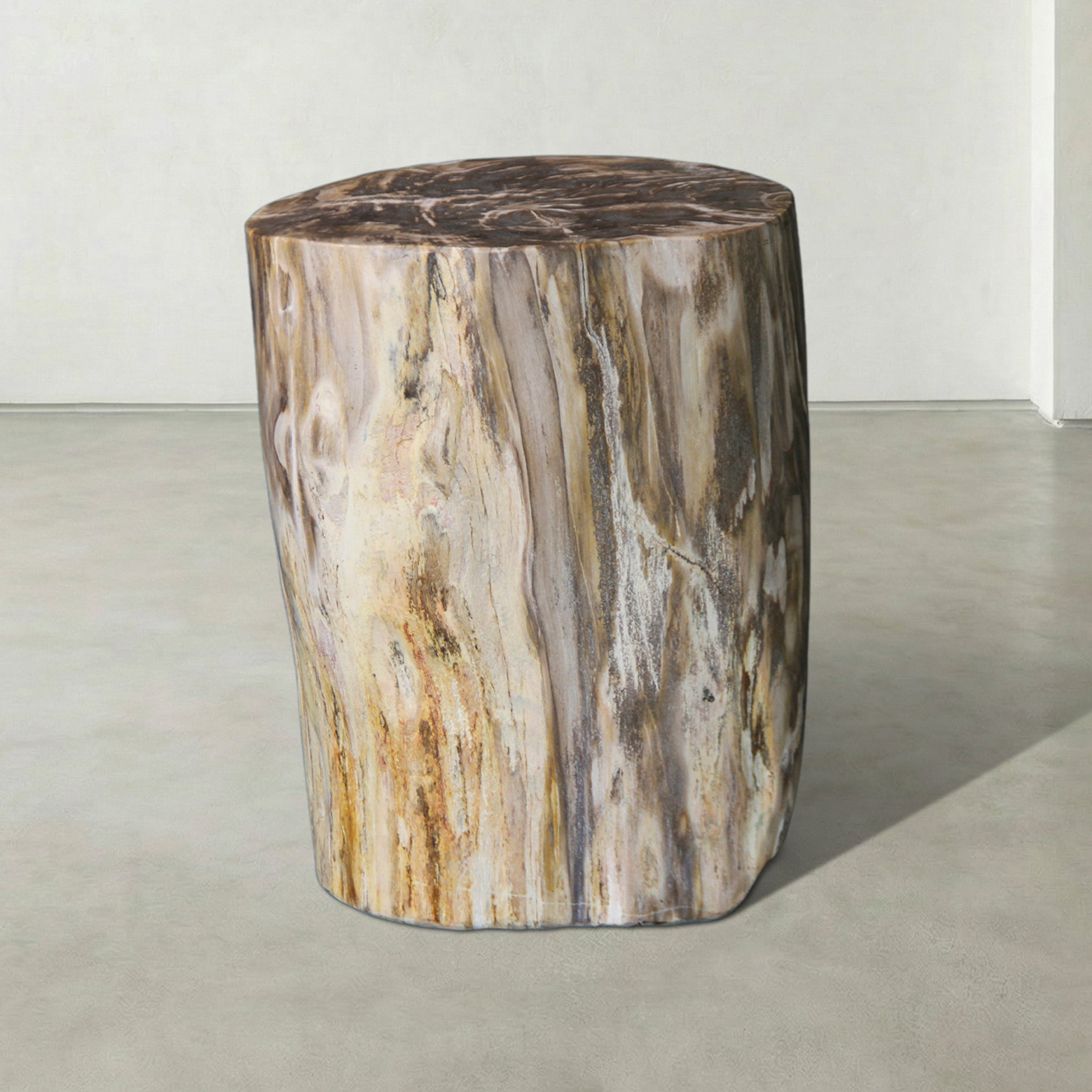 Natural Polished Petrified Wood Stool from Indonesia - 18" / 223 lbs