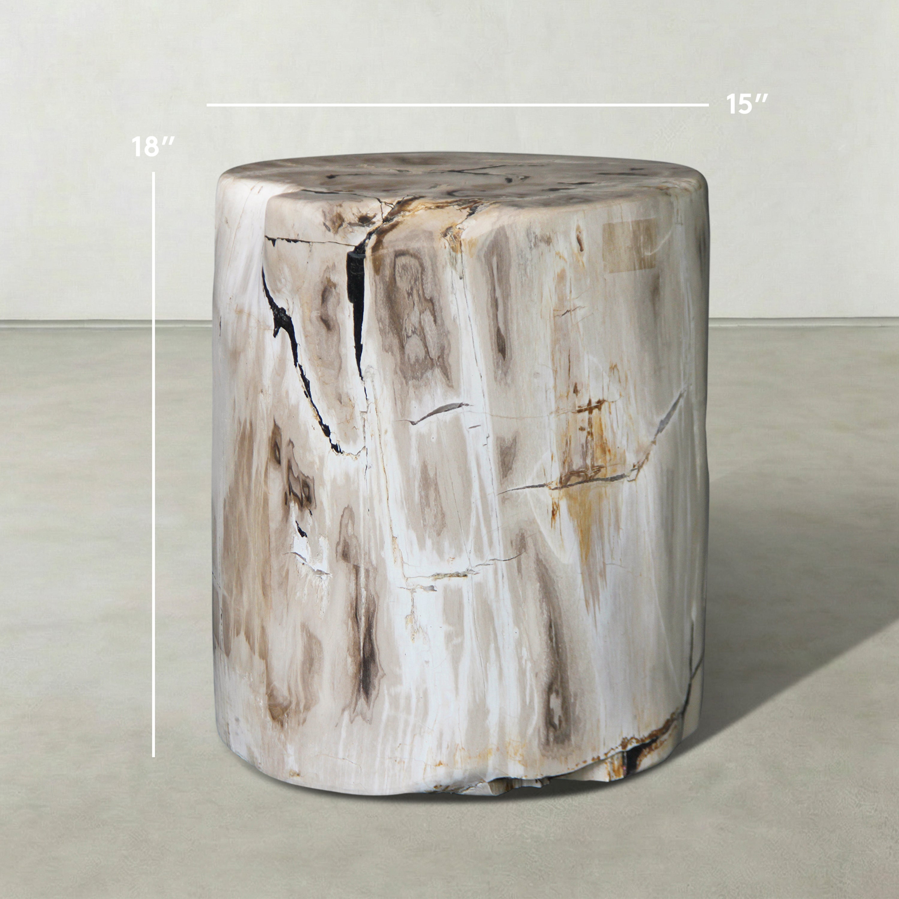 Natural Polished Petrified Wood Stool from Indonesia - 18" / 274 lbs