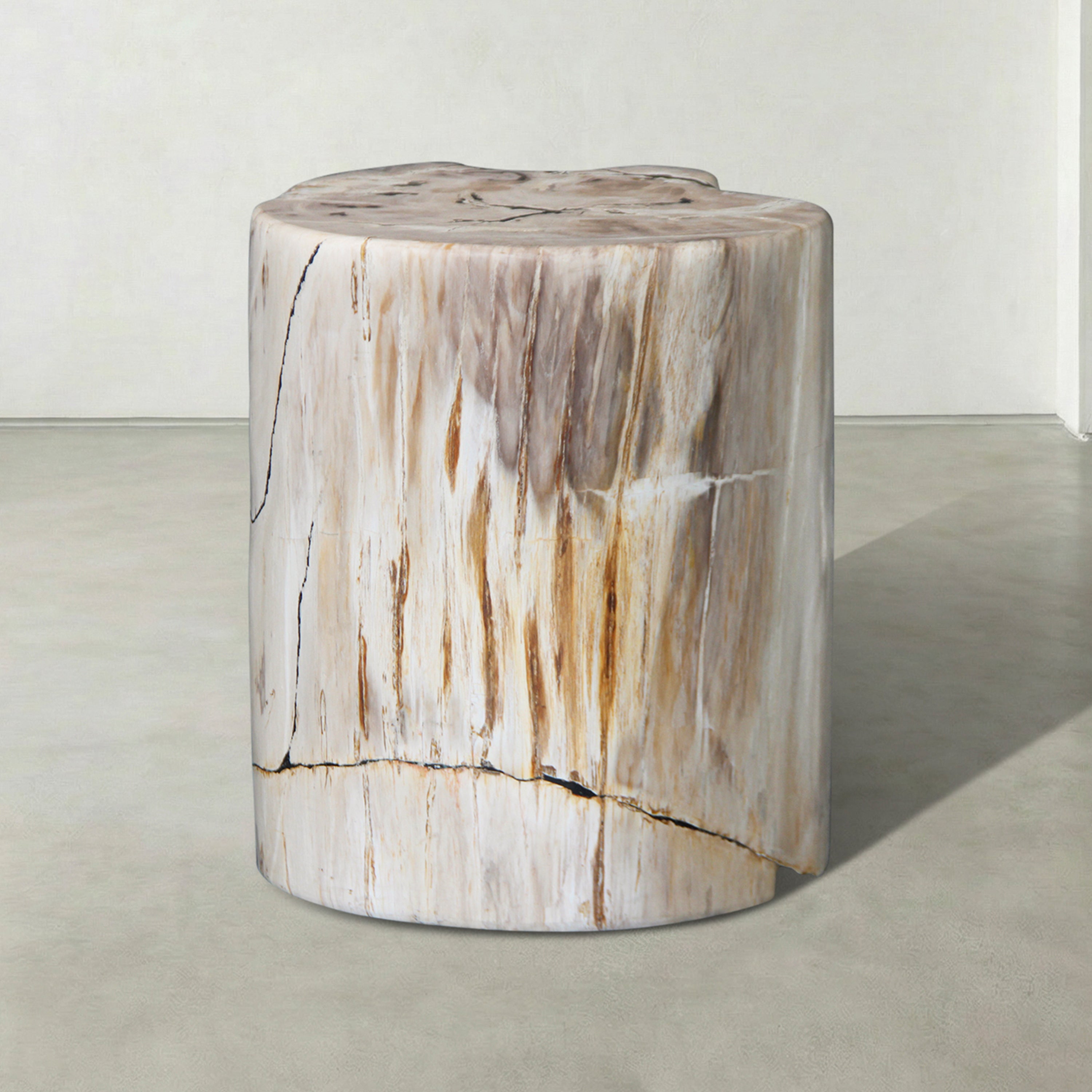 Natural Polished Petrified Wood Stool from Indonesia - 18" / 274 lbs