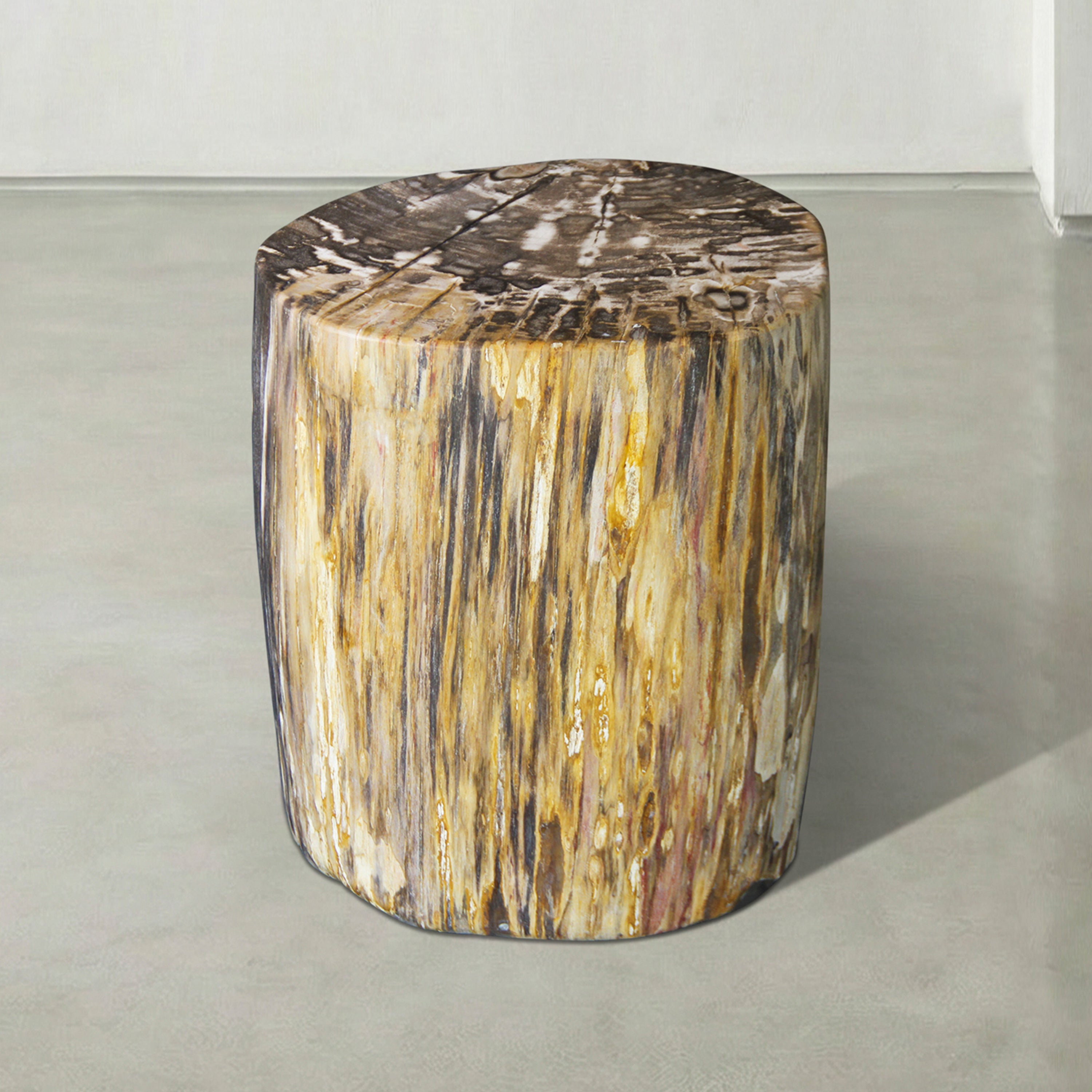 Natural Polished Petrified Wood Stool from Indonesia - 18" / 280 lbs