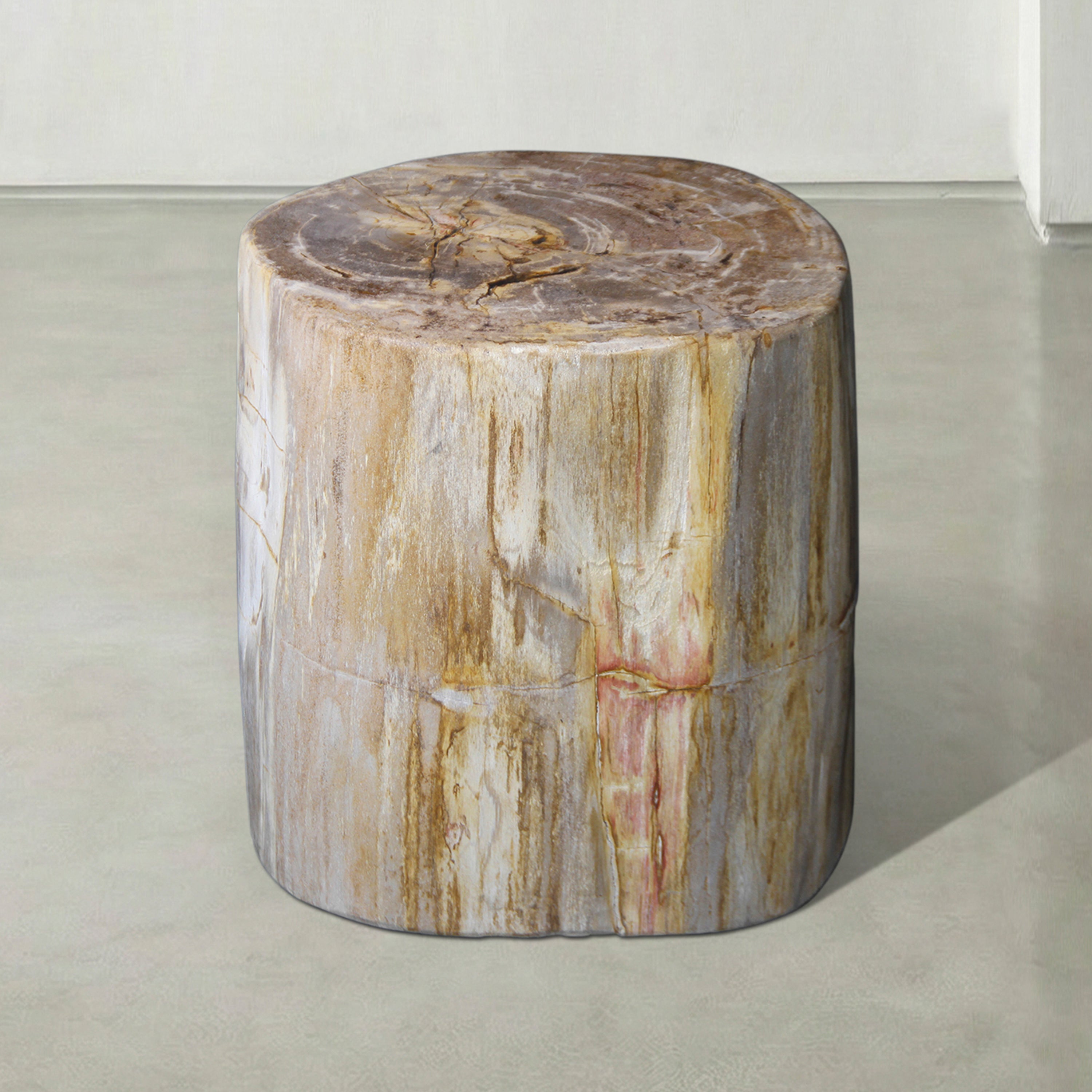 Natural Polished Petrified Wood Stool from Indonesia - 18" / 311 lbs