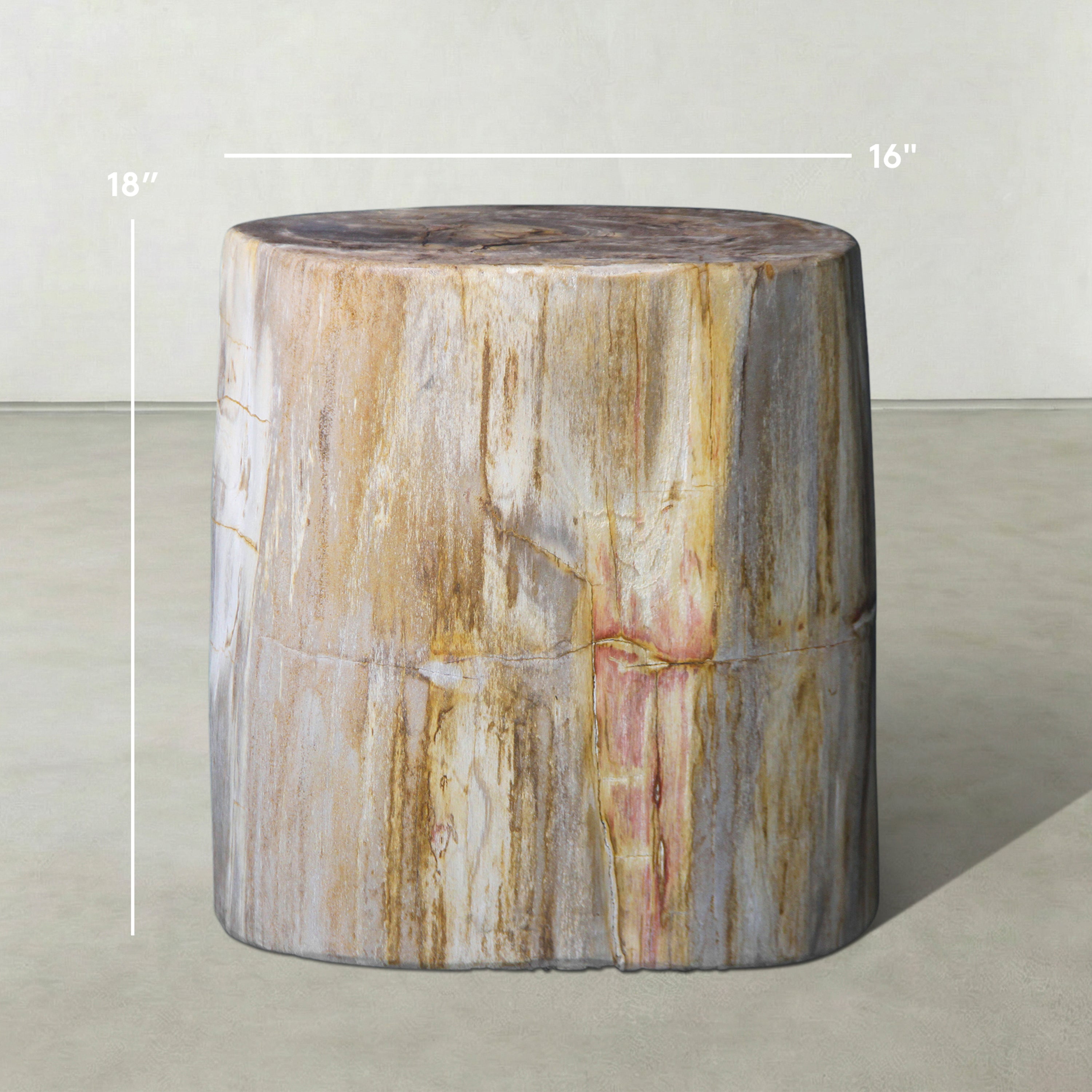 Natural Polished Petrified Wood Stool from Indonesia - 18" / 311 lbs
