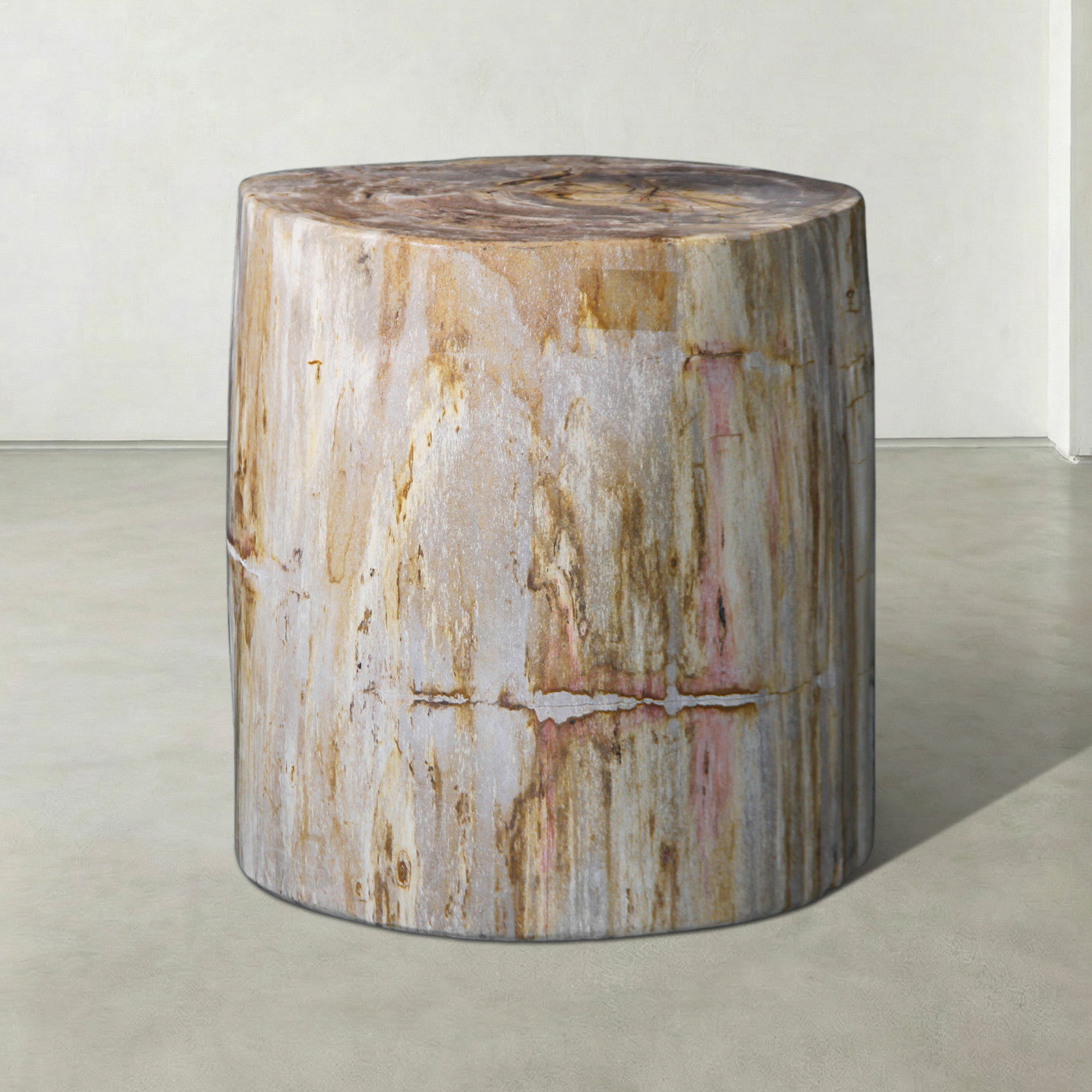 Natural Polished Petrified Wood Stool from Indonesia - 18" / 311 lbs