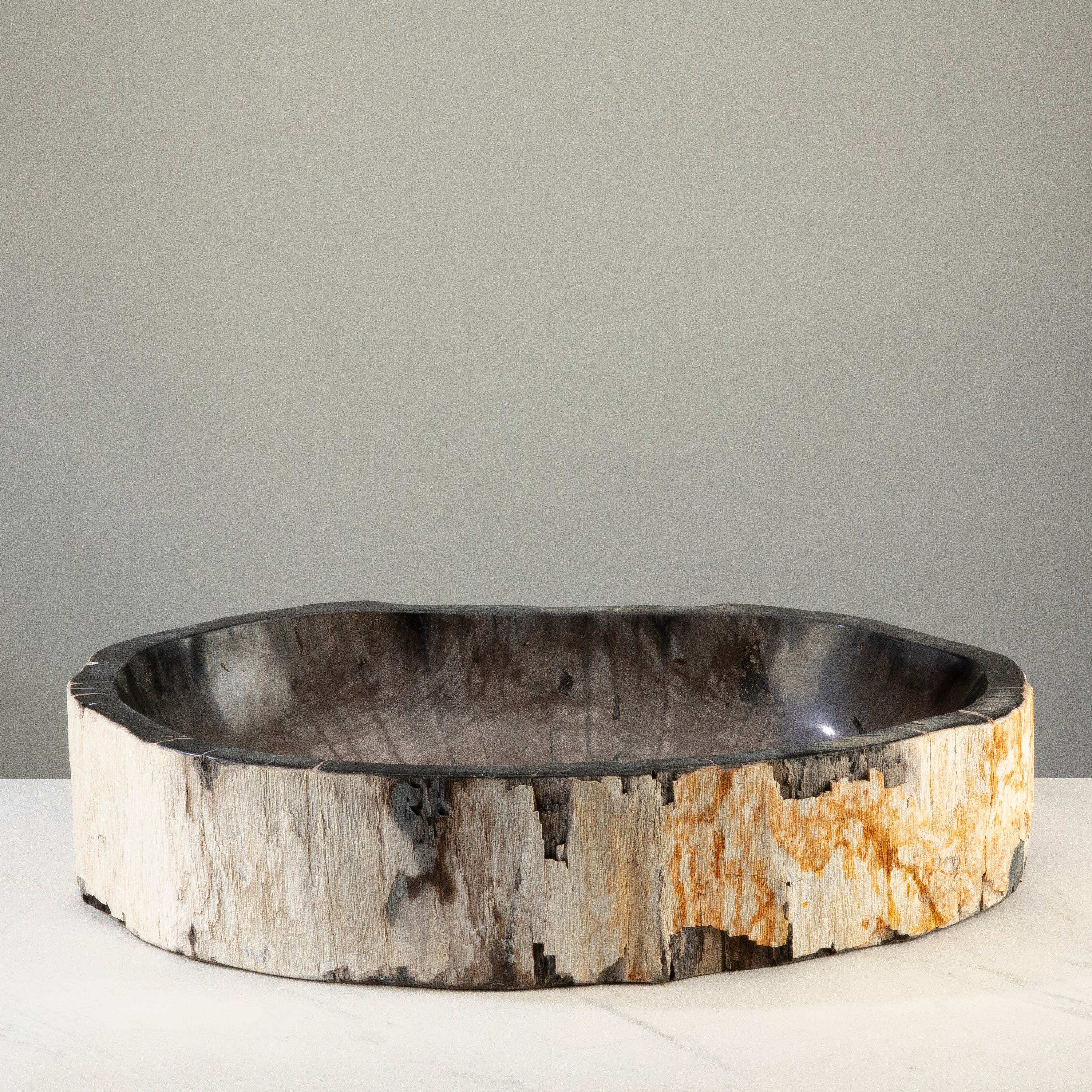 25" Black Petrified Wood Sink Bowl