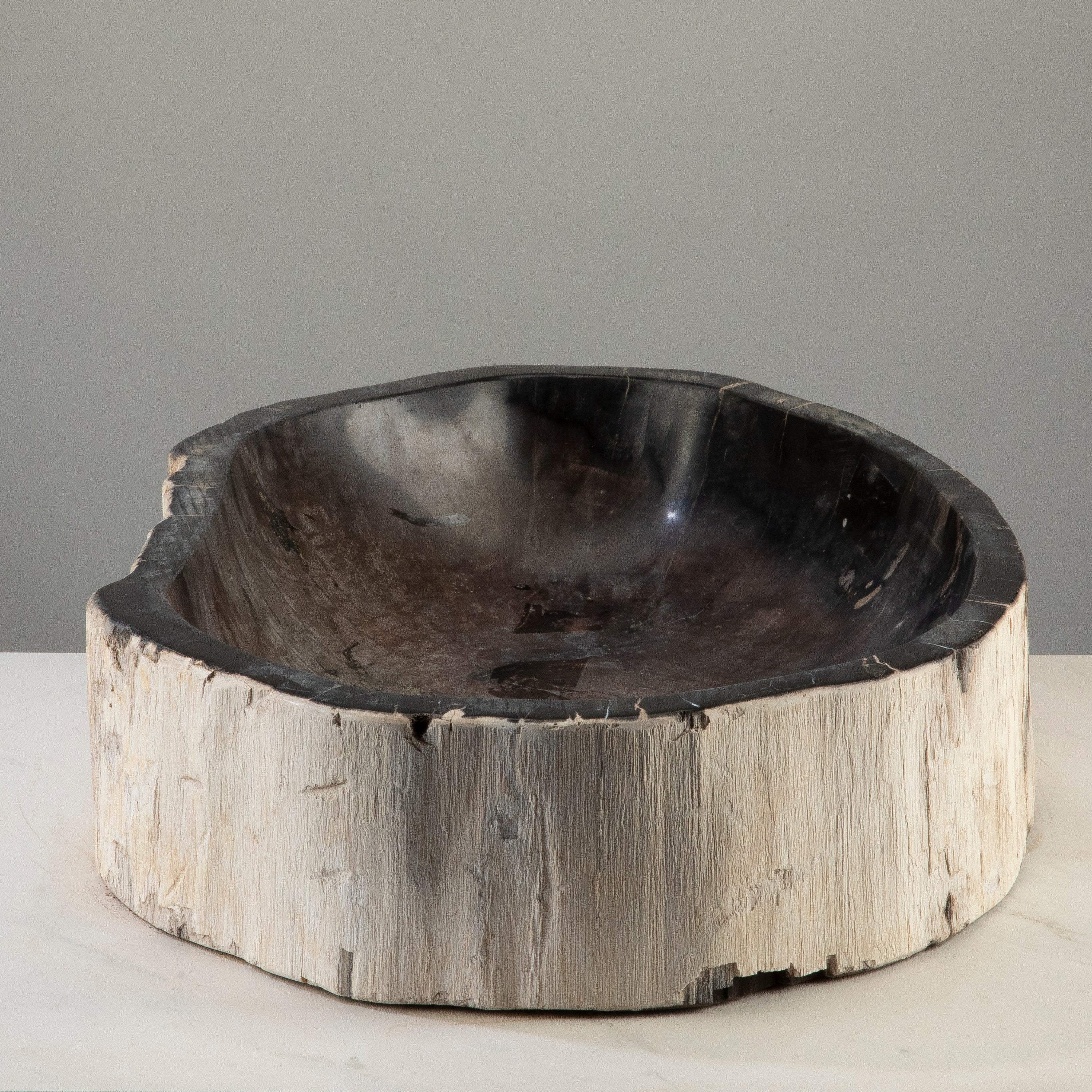 25" Black Petrified Wood Sink Bowl