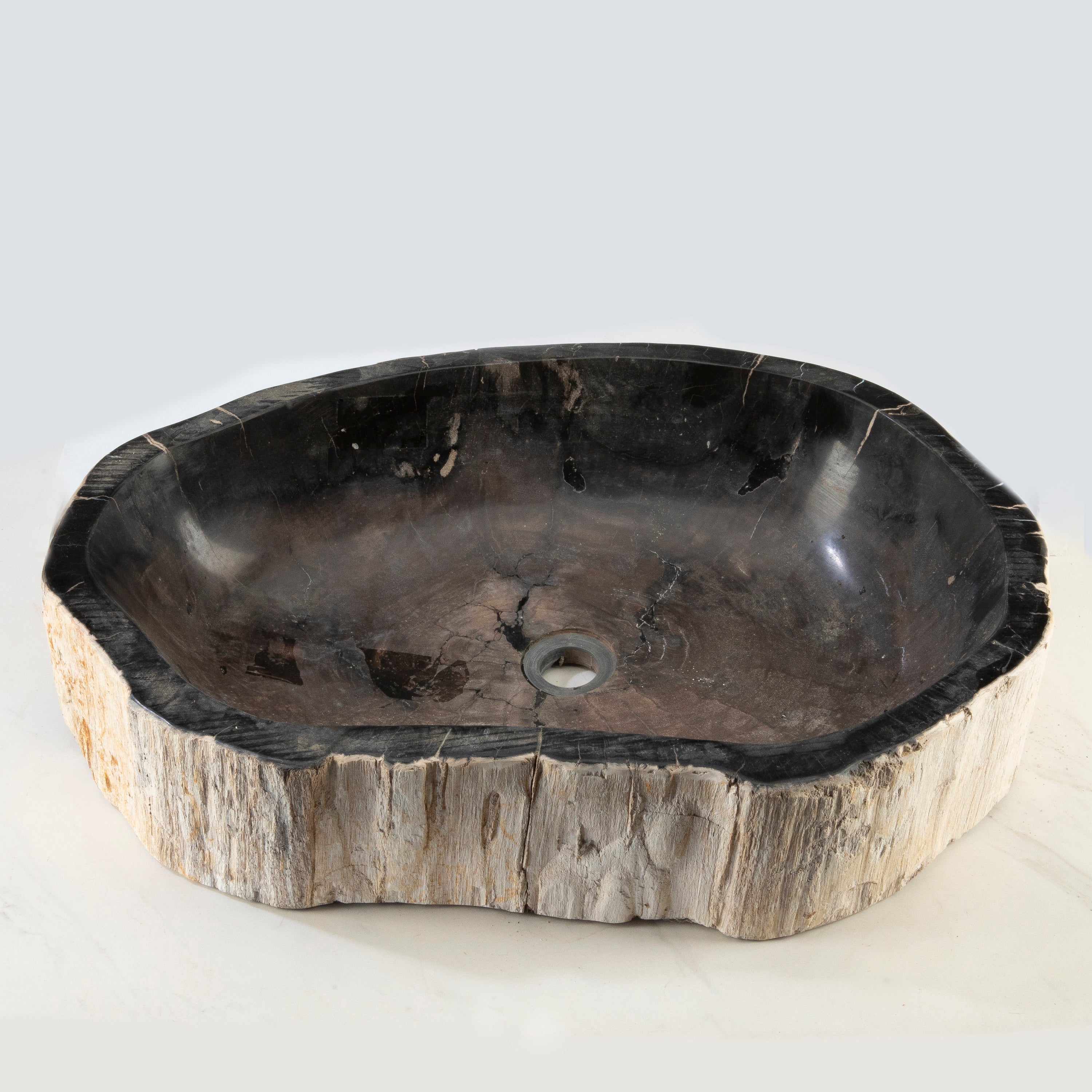 25" Black Petrified Wood Sink Bowl