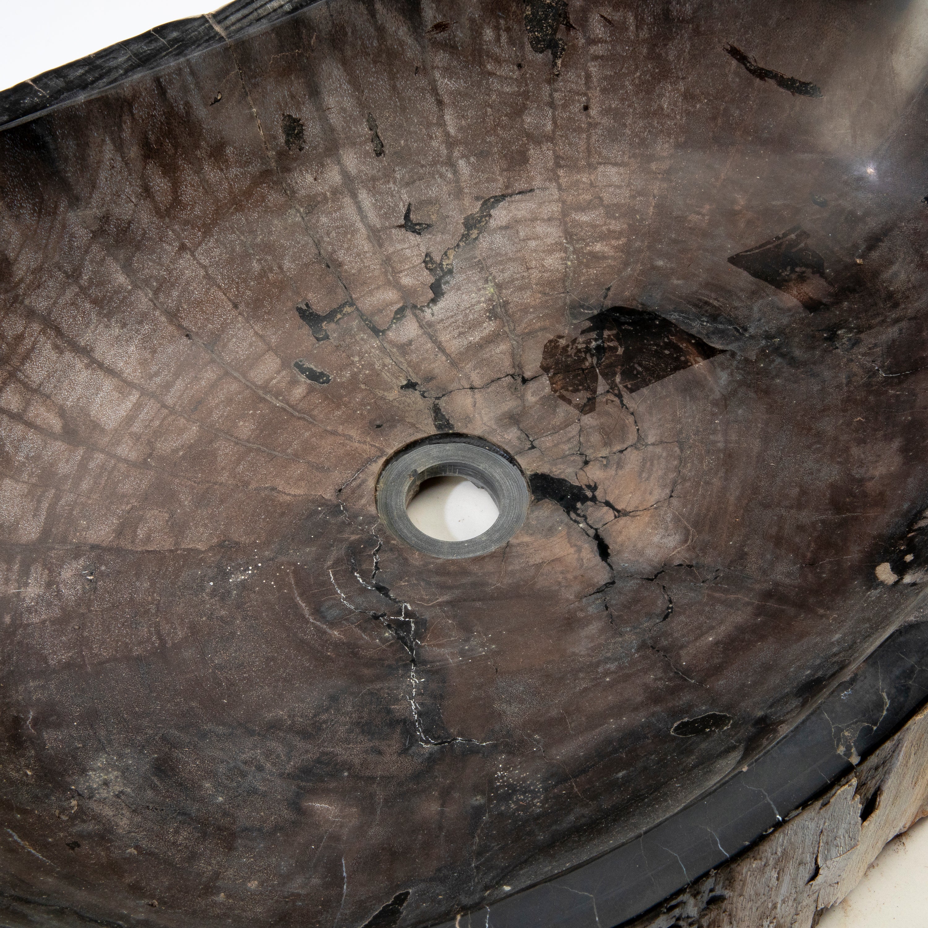 25" Black Petrified Wood Sink Bowl