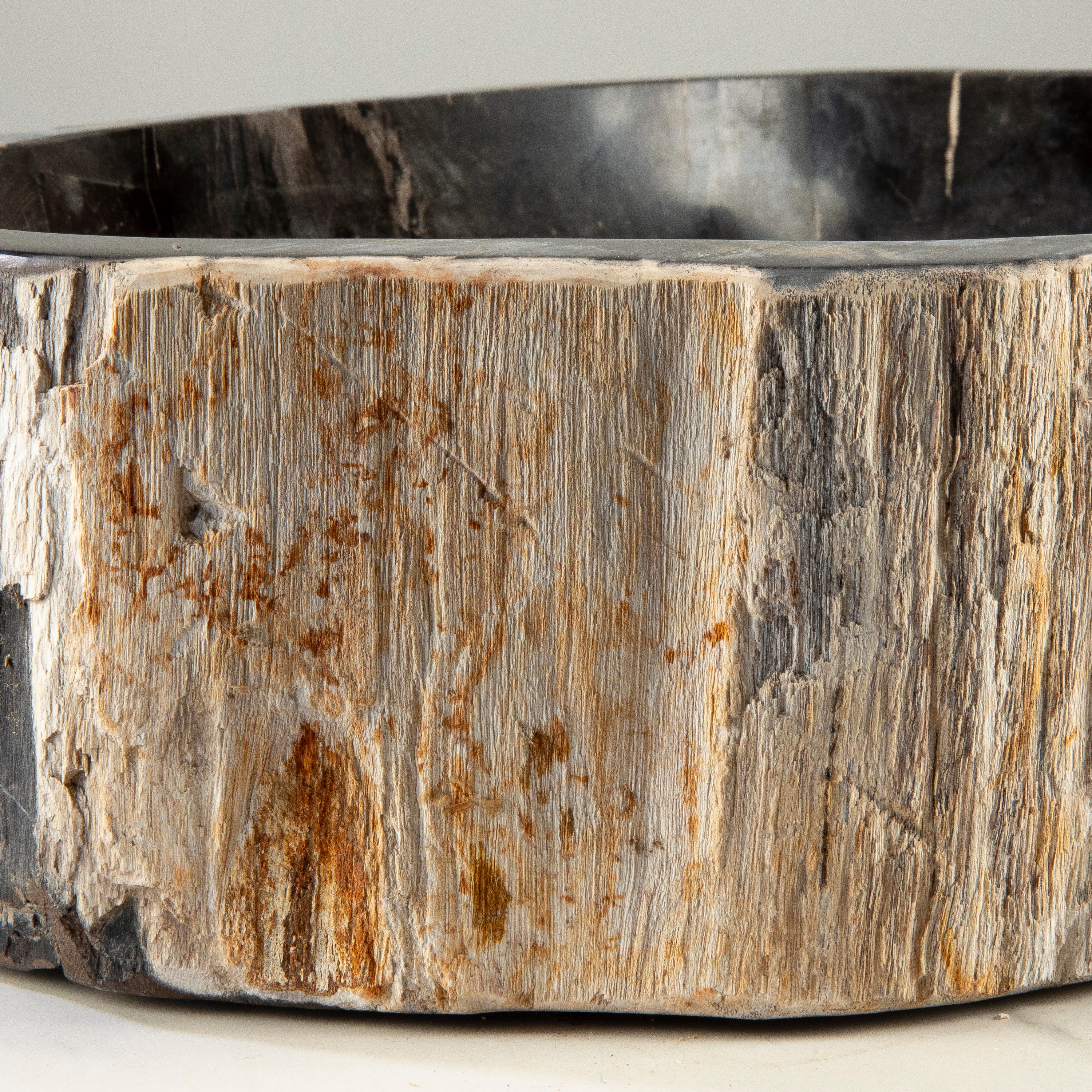 25" Black Petrified Wood Sink Bowl