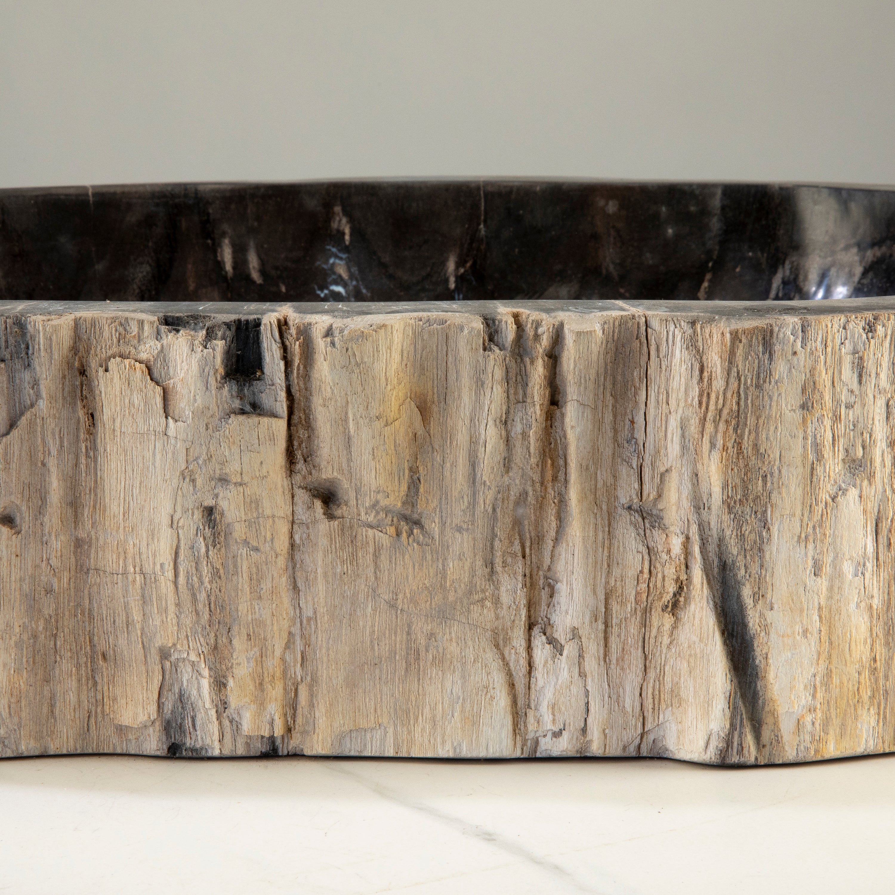 25" Black Petrified Wood Sink Bowl